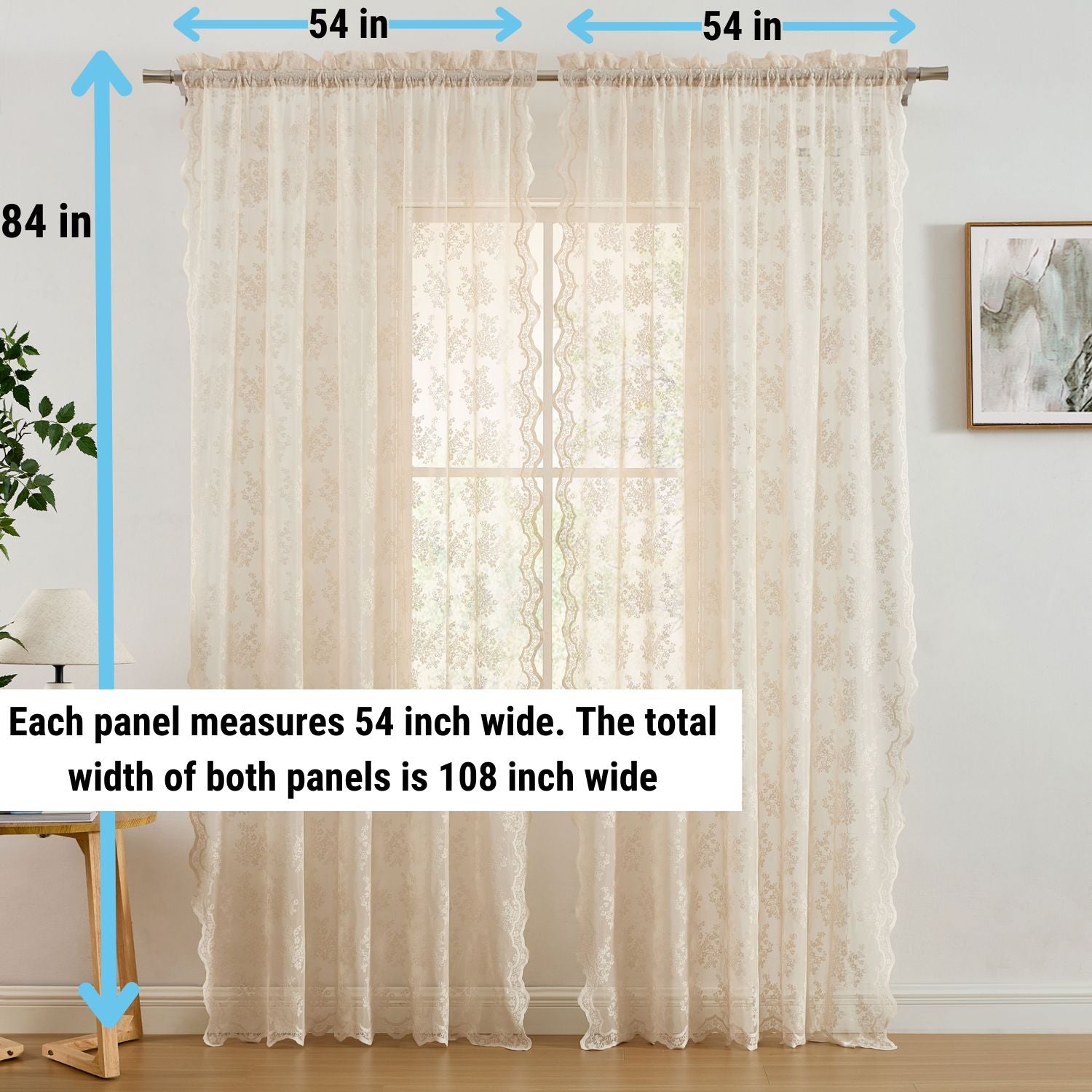 Jolene Floral Sheer Rod Pocket Curtains