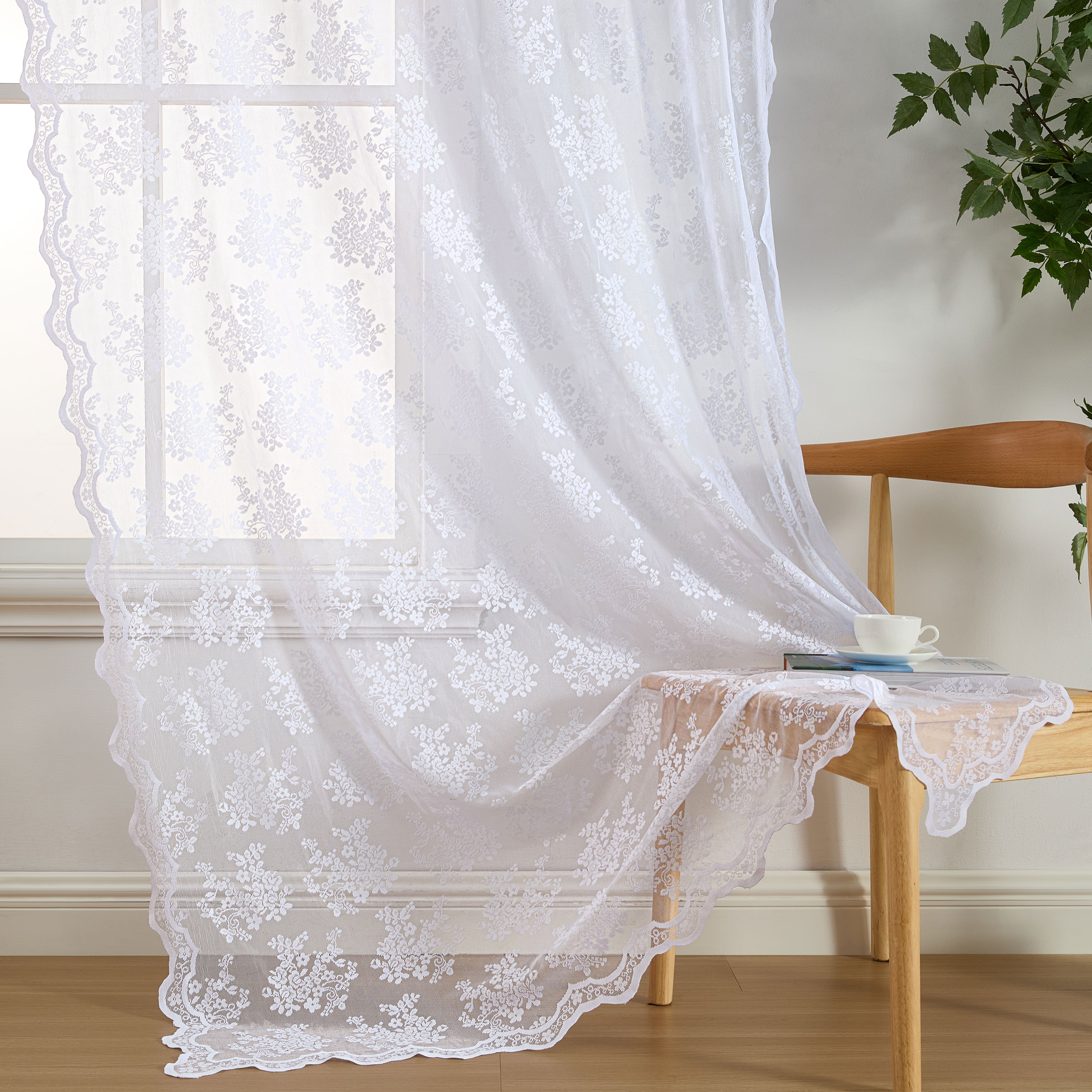 Jolene Floral Sheer Rod Pocket Curtains