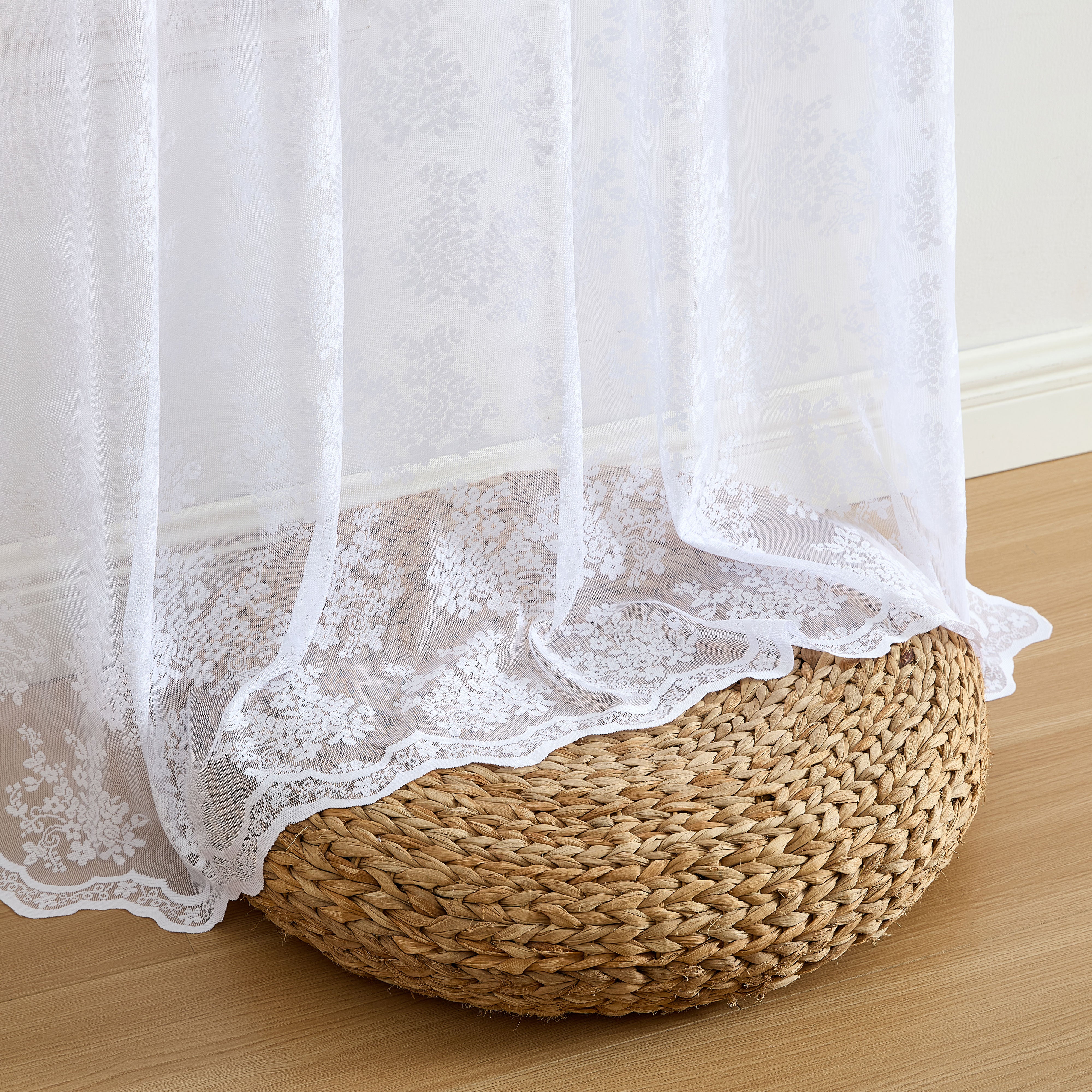 Jolene Floral Sheer Rod Pocket Curtains