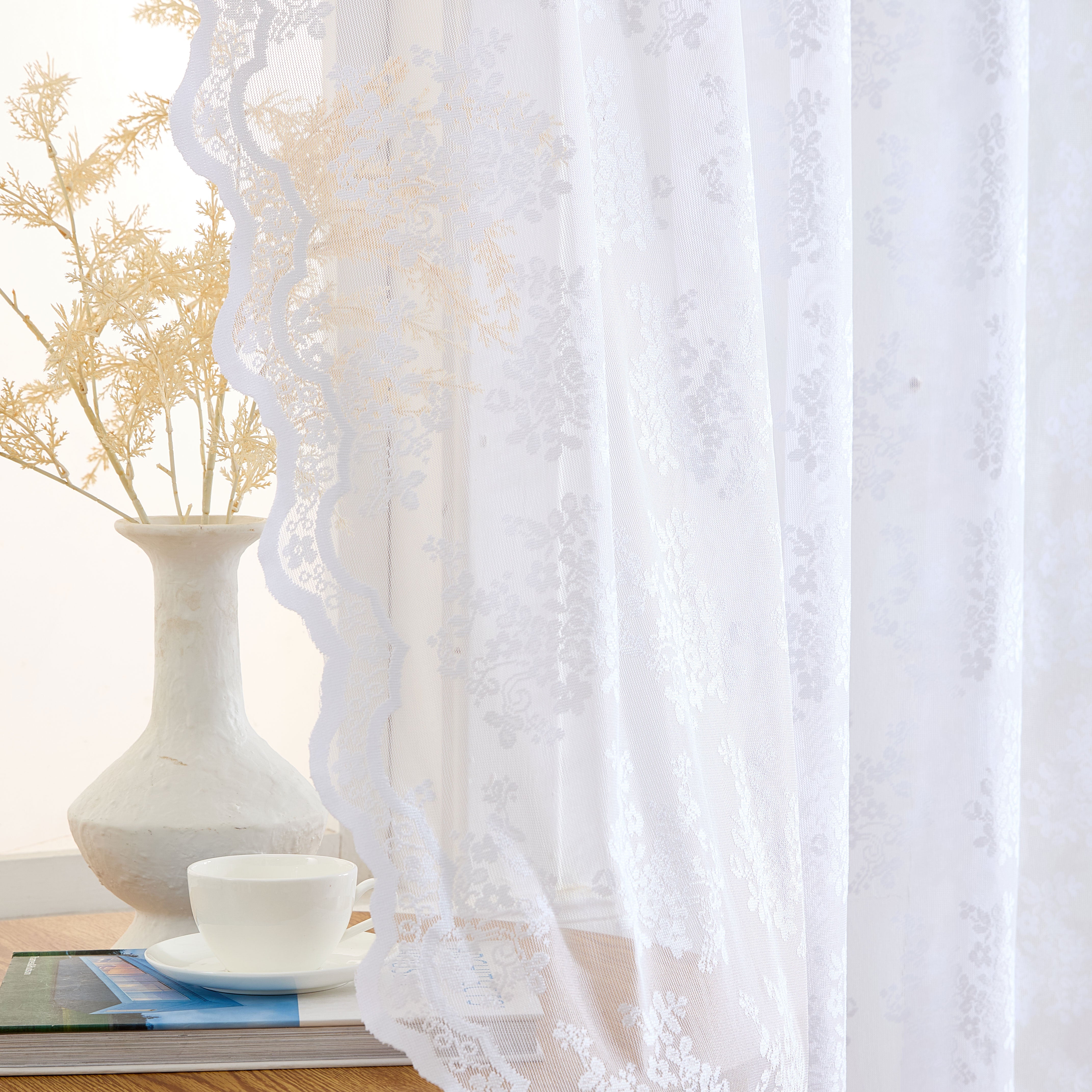 Jolene Floral Sheer Rod Pocket Curtains