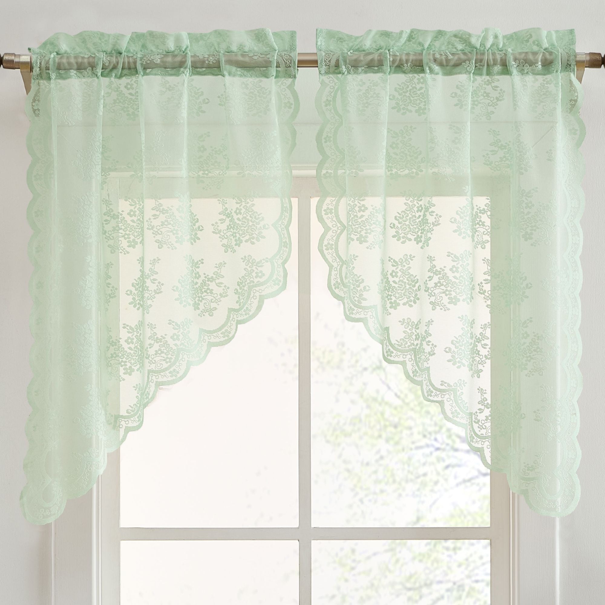 Jolene Floral Rod Pocket Lace Swags