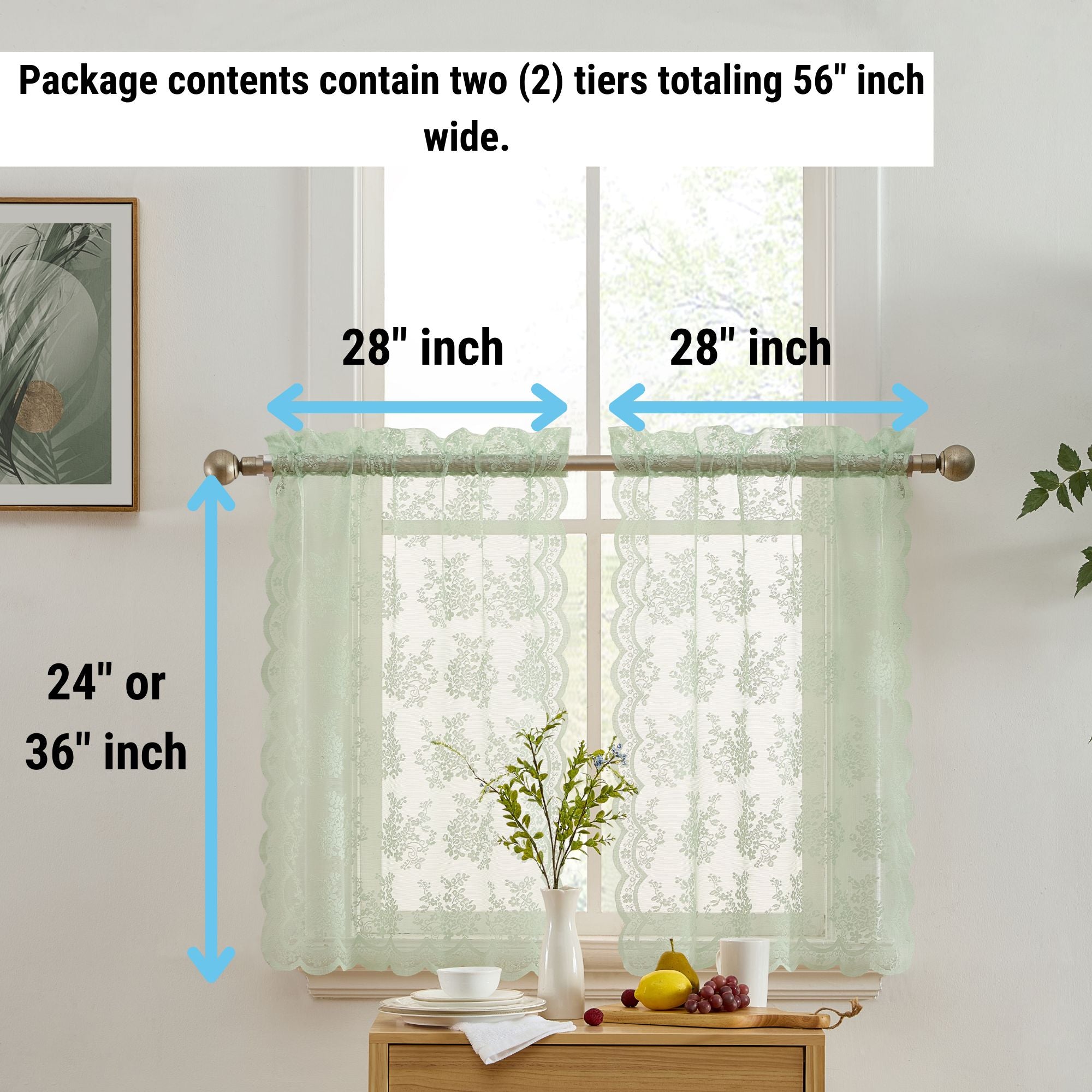 Jolene Floral Rod Pocket Lace Tiers