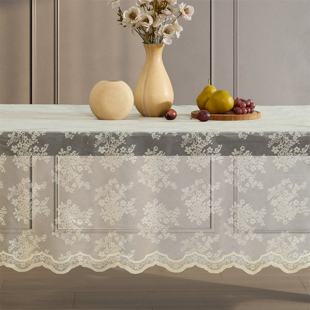 Jolene Floral Lace Fabric Round Tablecloth