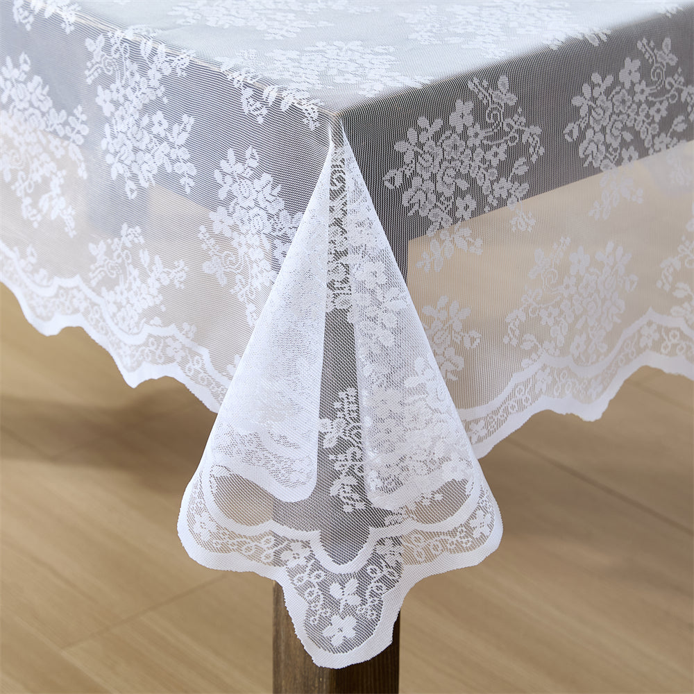 Jolene Floral Lace Fabric Rectangle Tablecloth