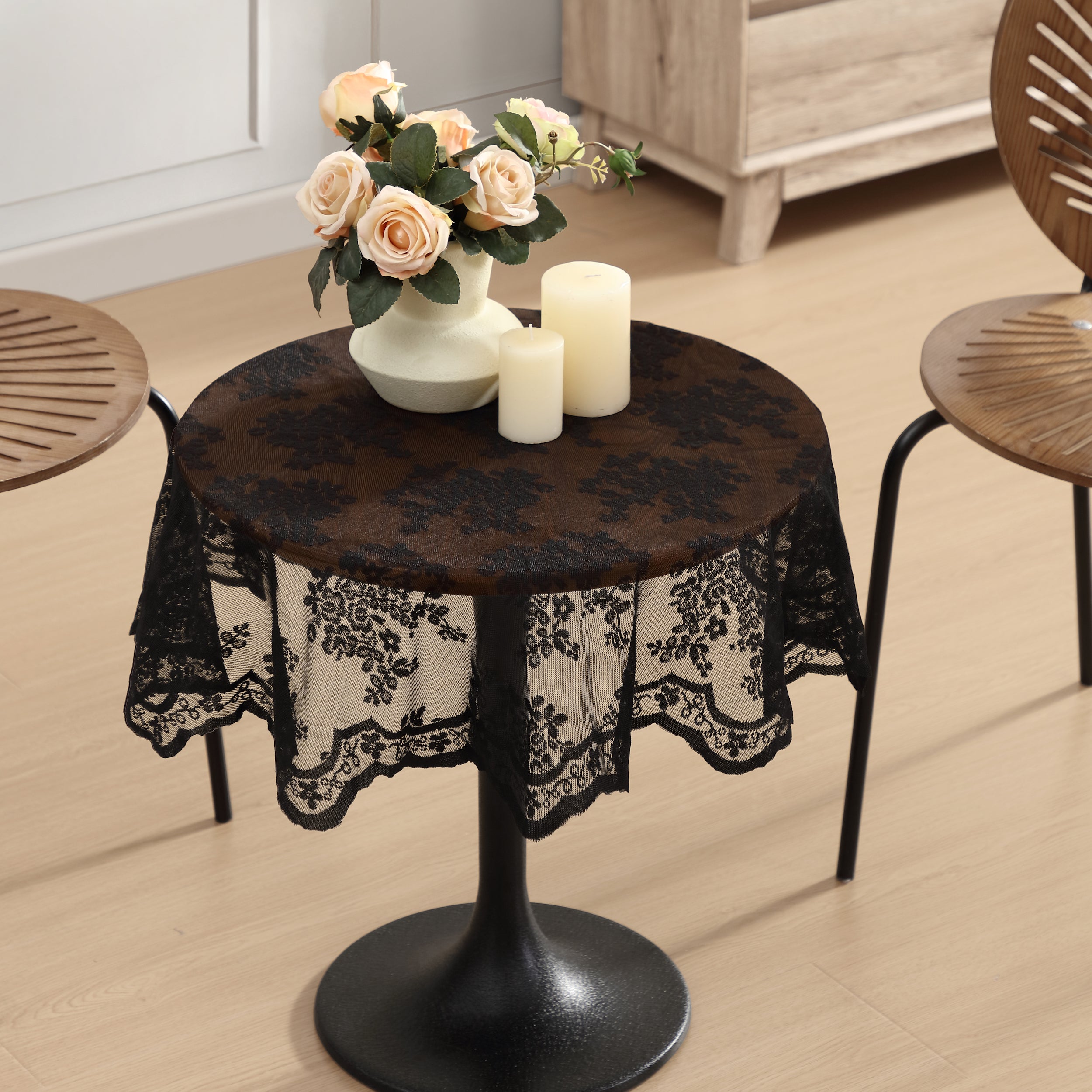 Jolene Floral Lace Fabric Round Tablecloth