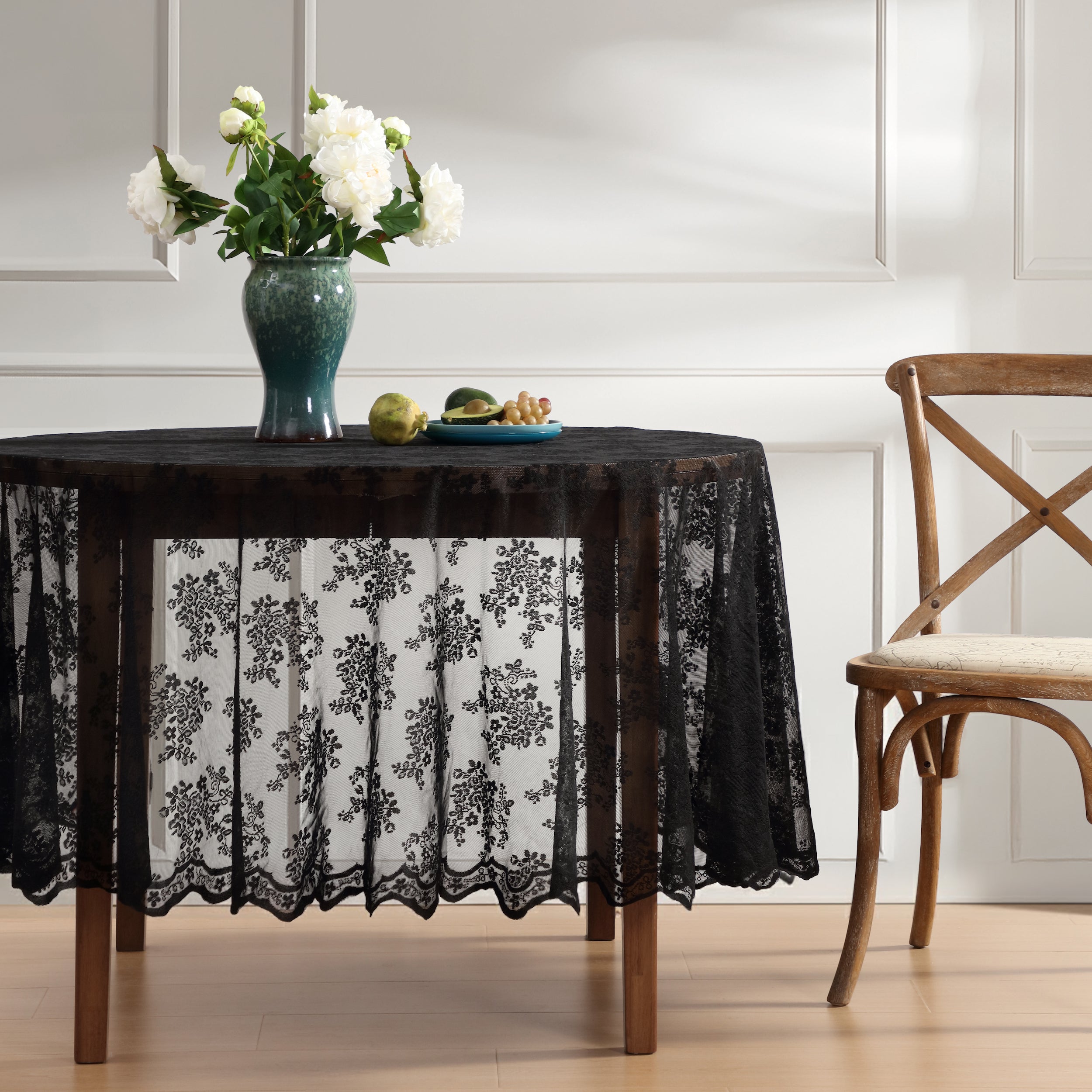 Jolene Floral Lace Fabric Round Tablecloth