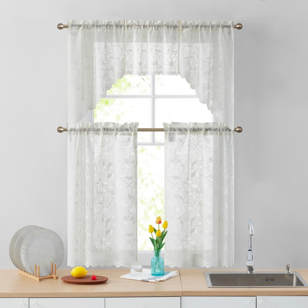 Joyce Semi Sheer Kitchen Curtain Cafe Tiers
