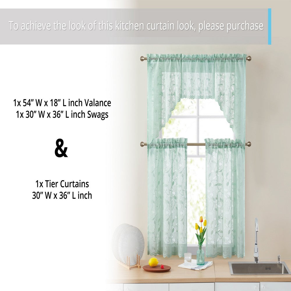 Joyce Semi Sheer Kitchen Curtain Swags