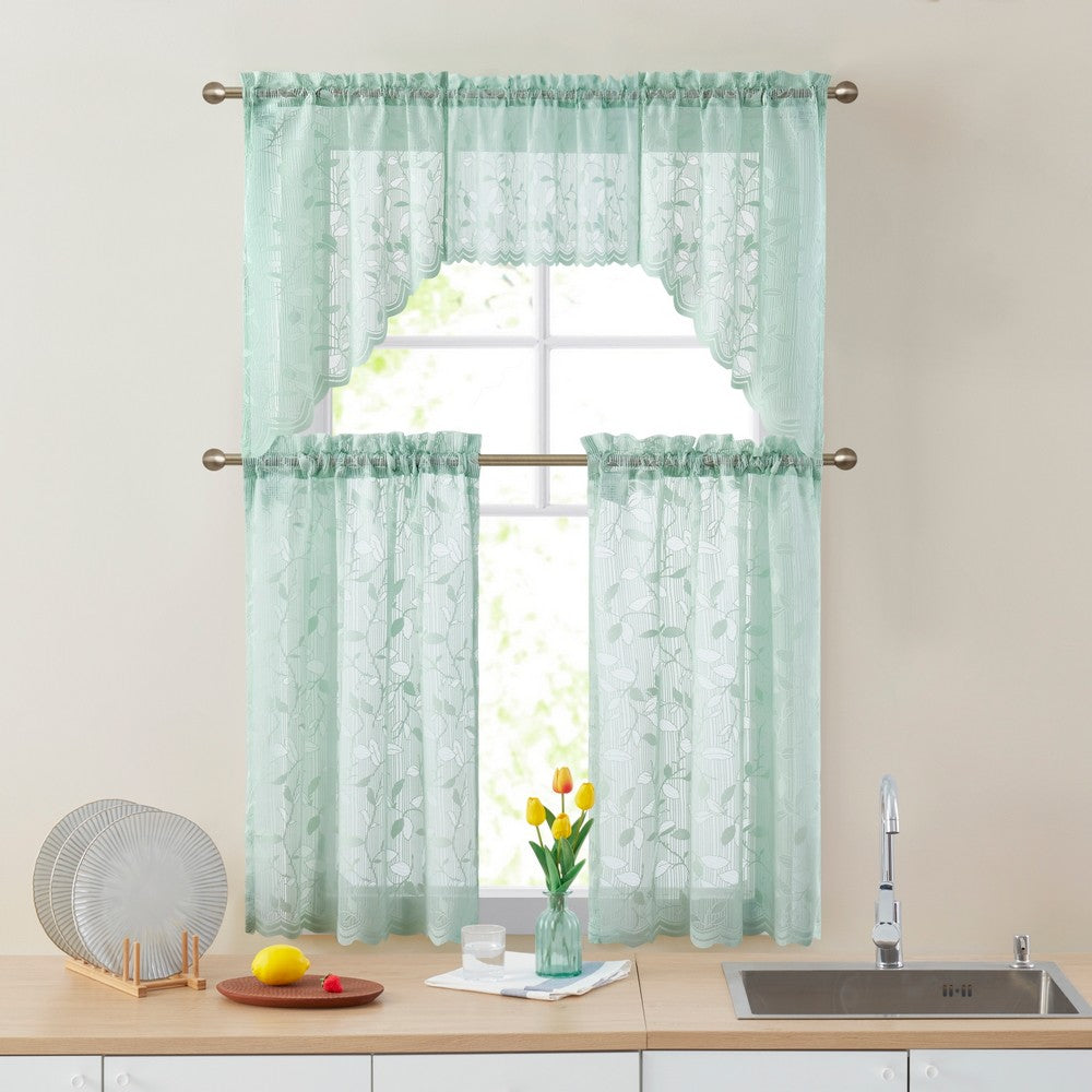 Joyce Semi Sheer Kitchen Curtain Cafe Tiers