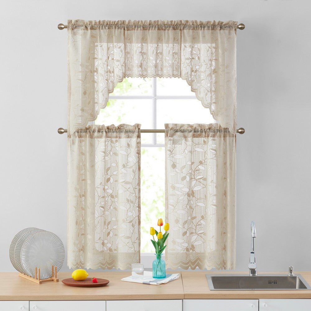 Joyce Semi Sheer Kitchen Curtain Cafe Tiers