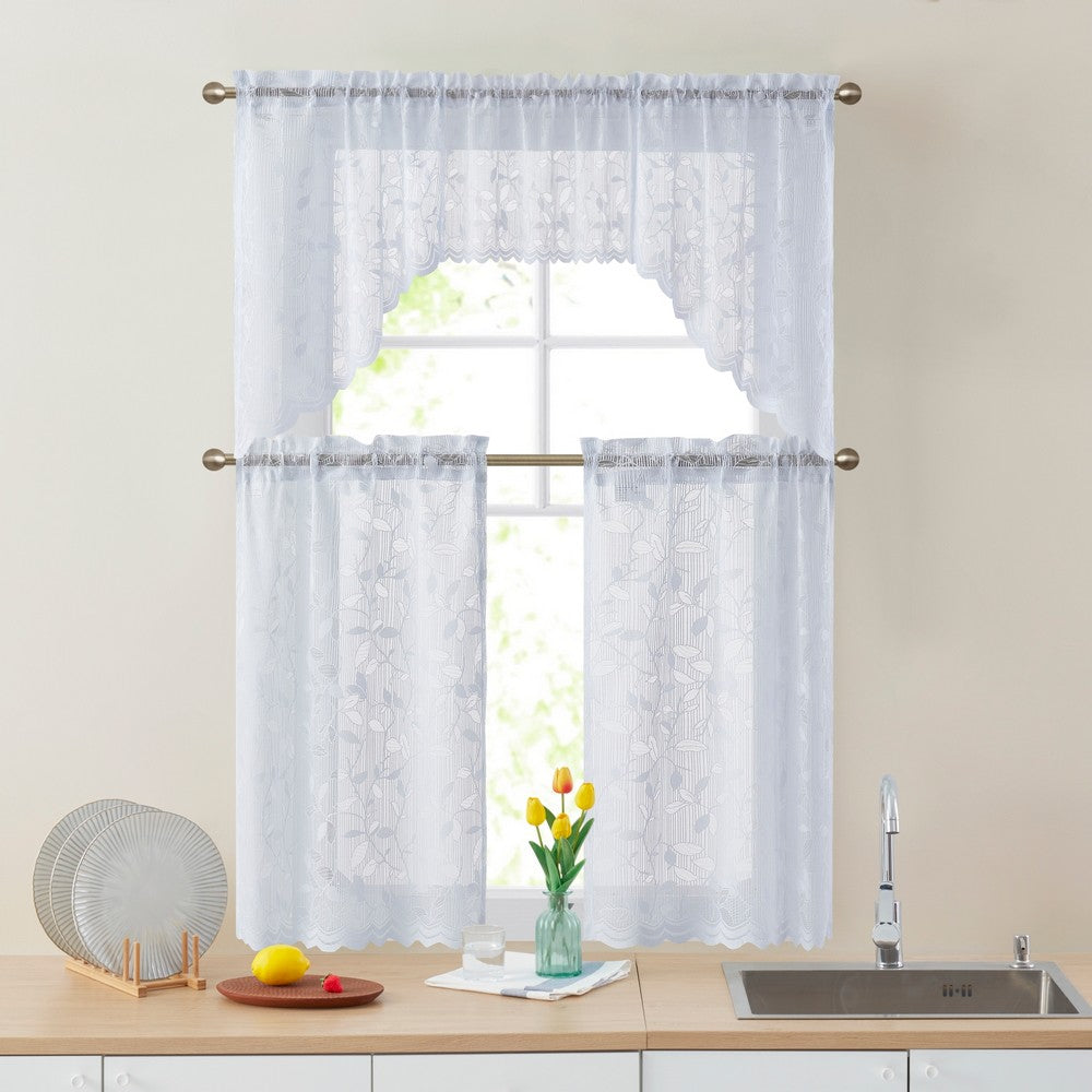 Joyce Semi Sheer Kitchen Curtain Cafe Tiers