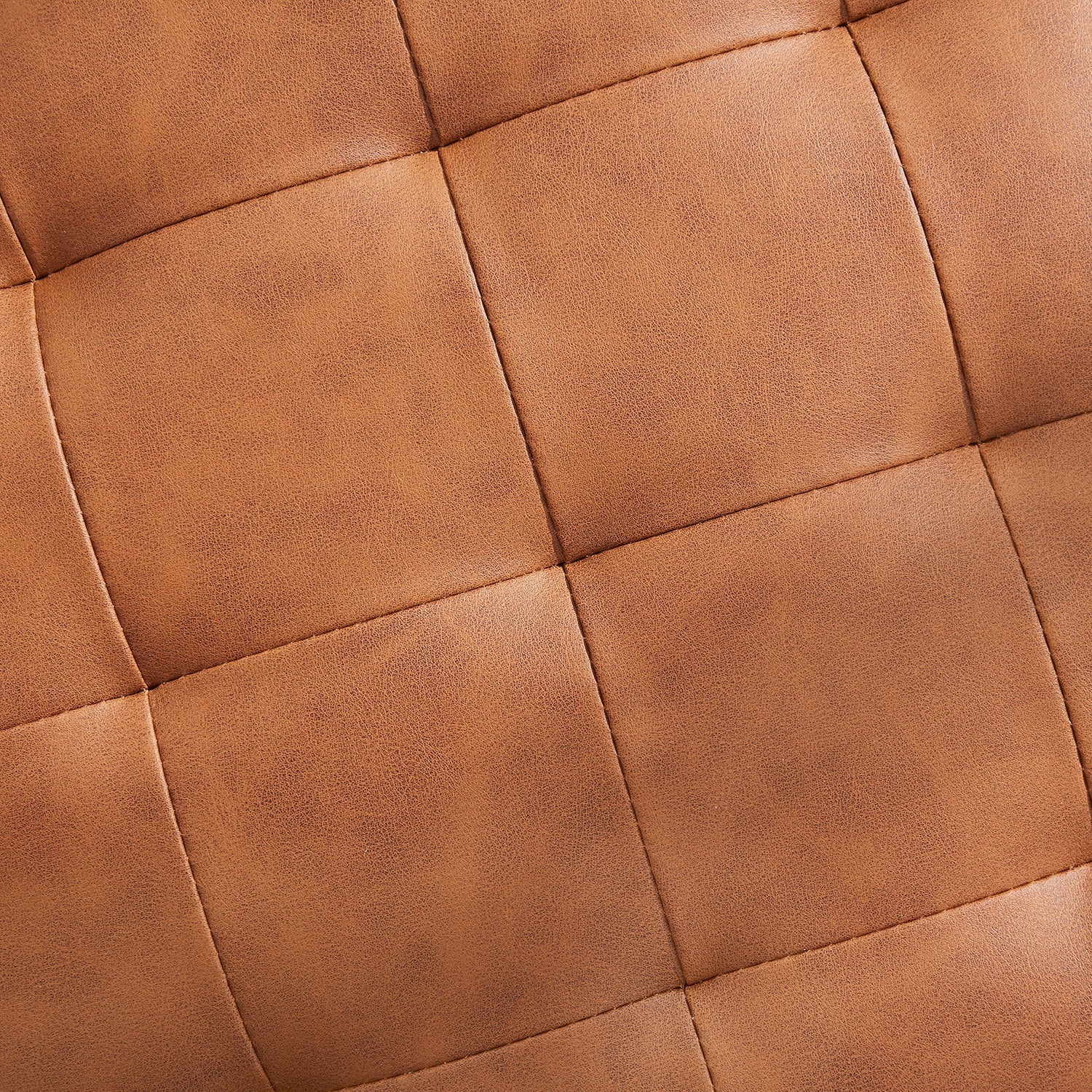Donovan Round Tufted Faux Leather Storage Ottoman - Cognac
