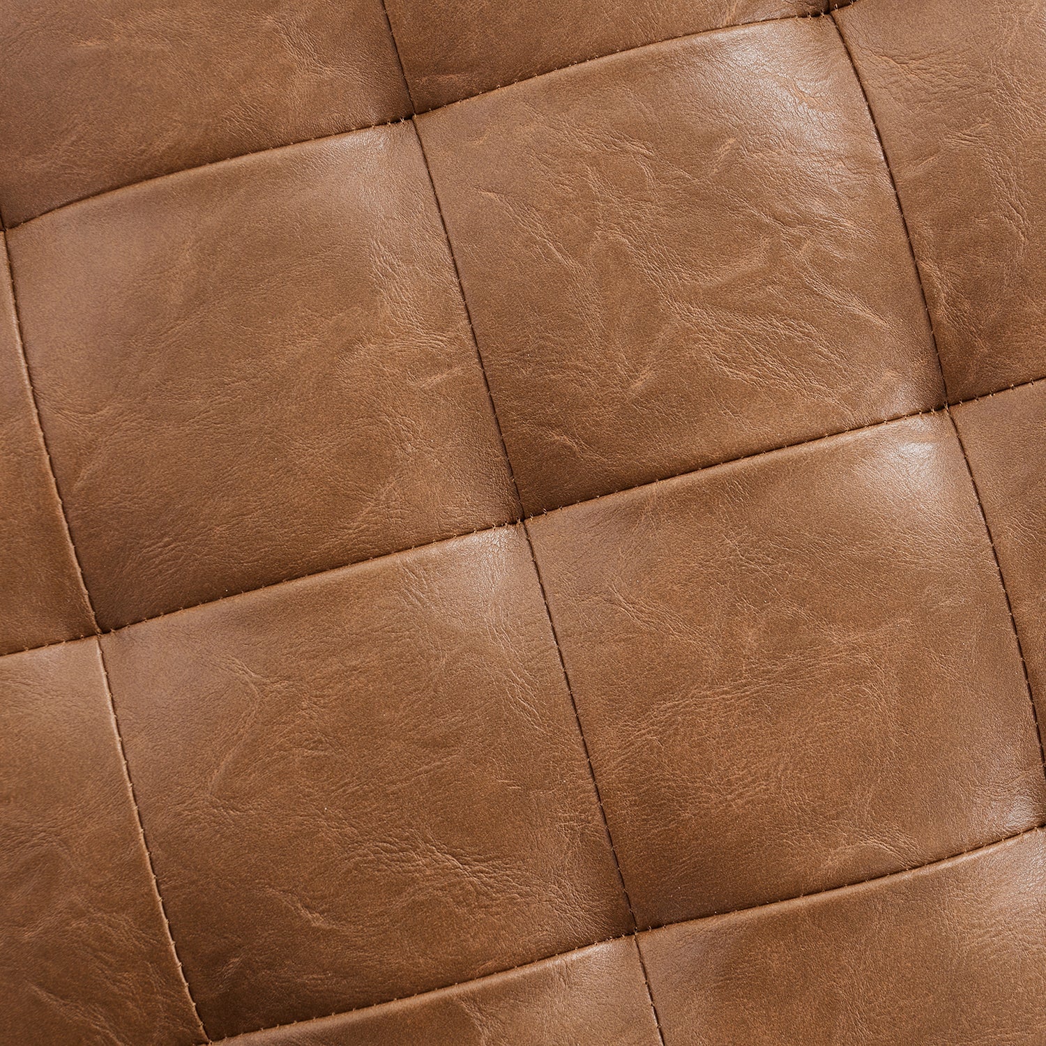 Donovan Round Tufted Faux Leather Storage Ottoman - Mocha