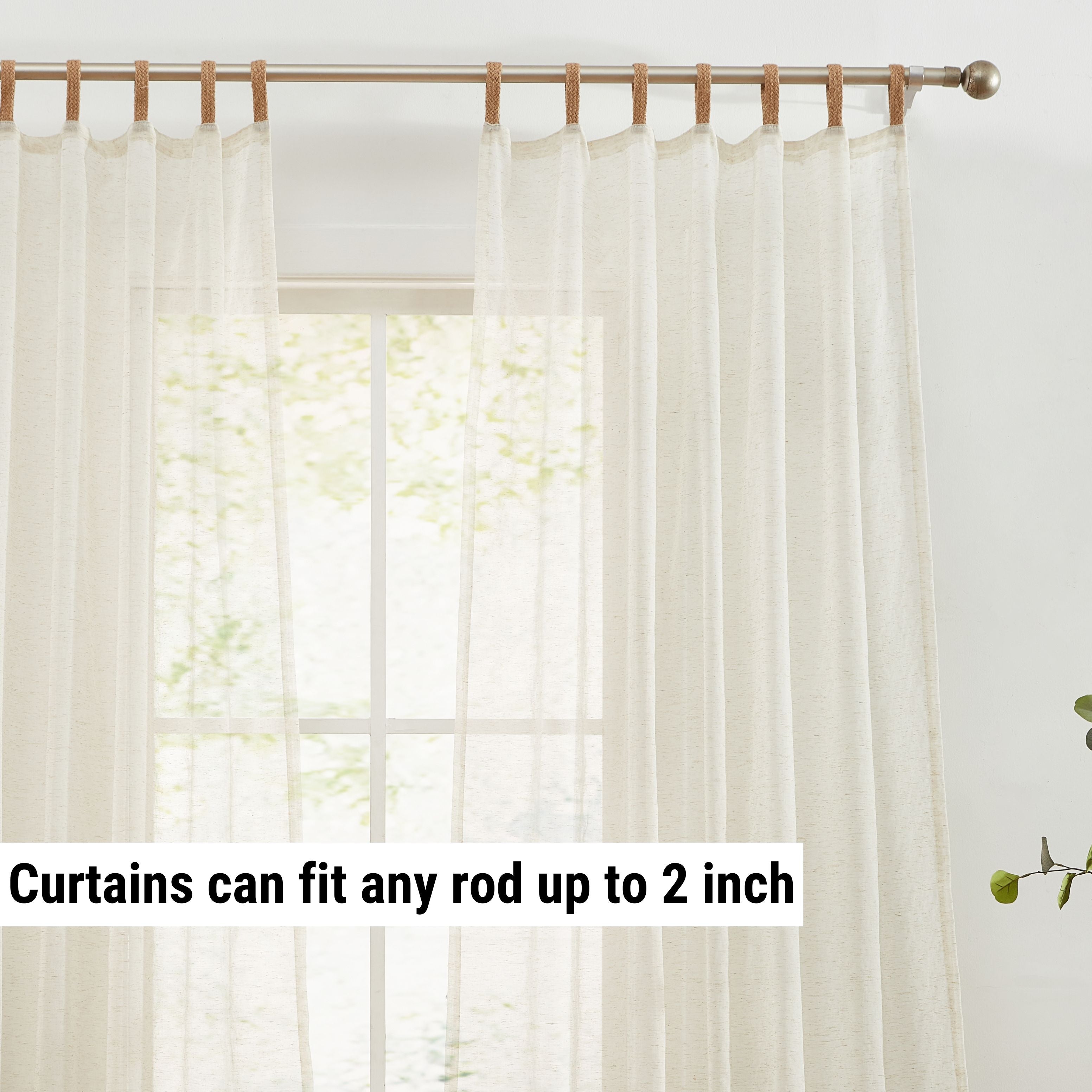 Lena Burlap Sheer Flax Linen Tab Top Curtains
