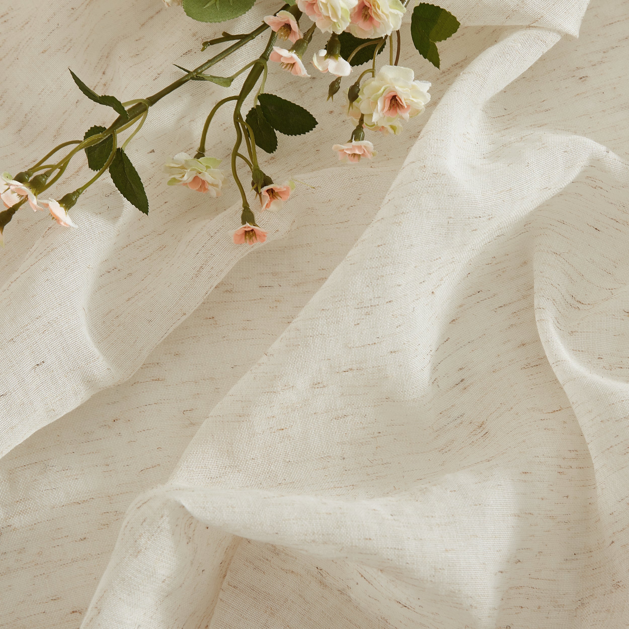 Lena Linen Tab Top Kitchen Curtain