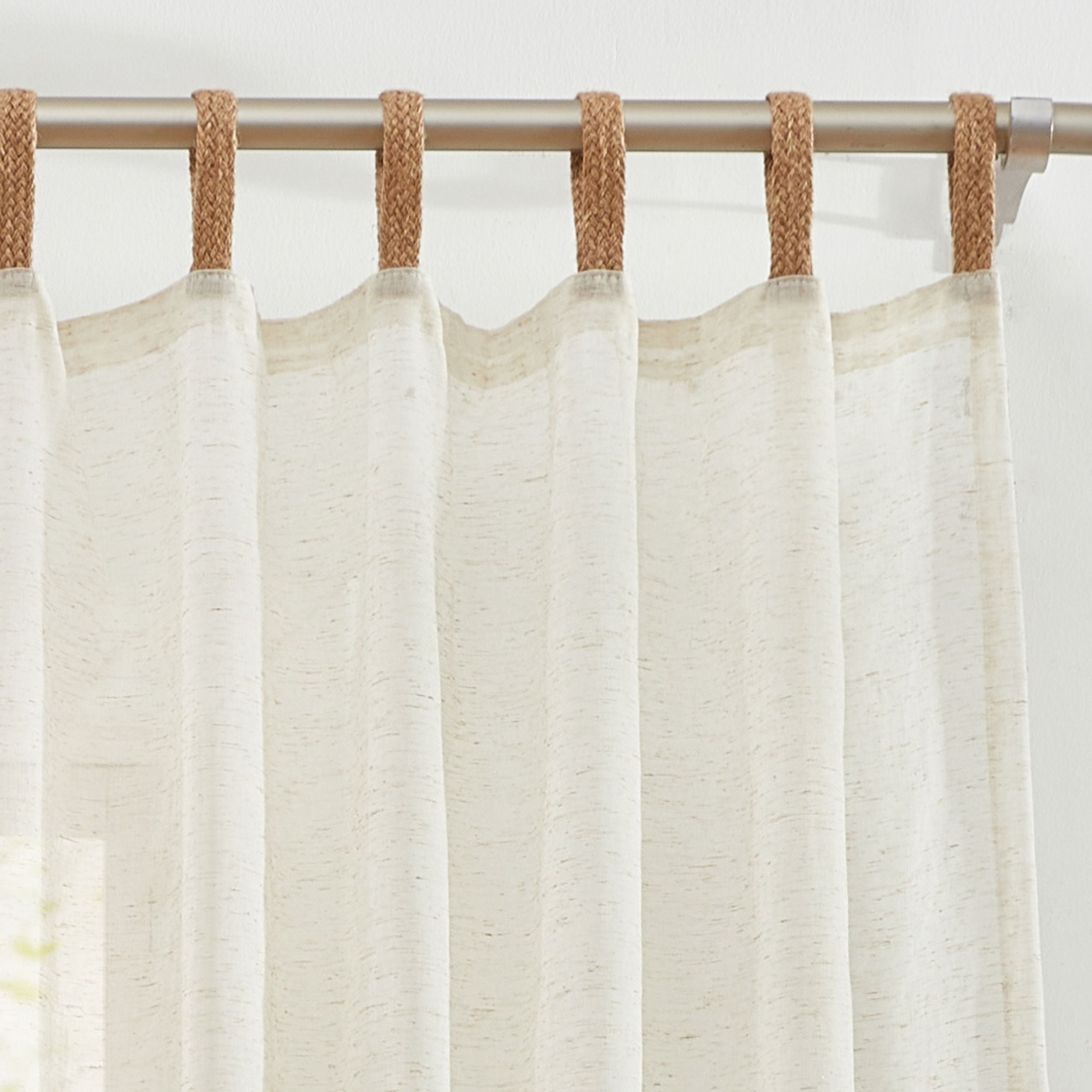 Lena Burlap Sheer Flax Linen Tab Top Curtains