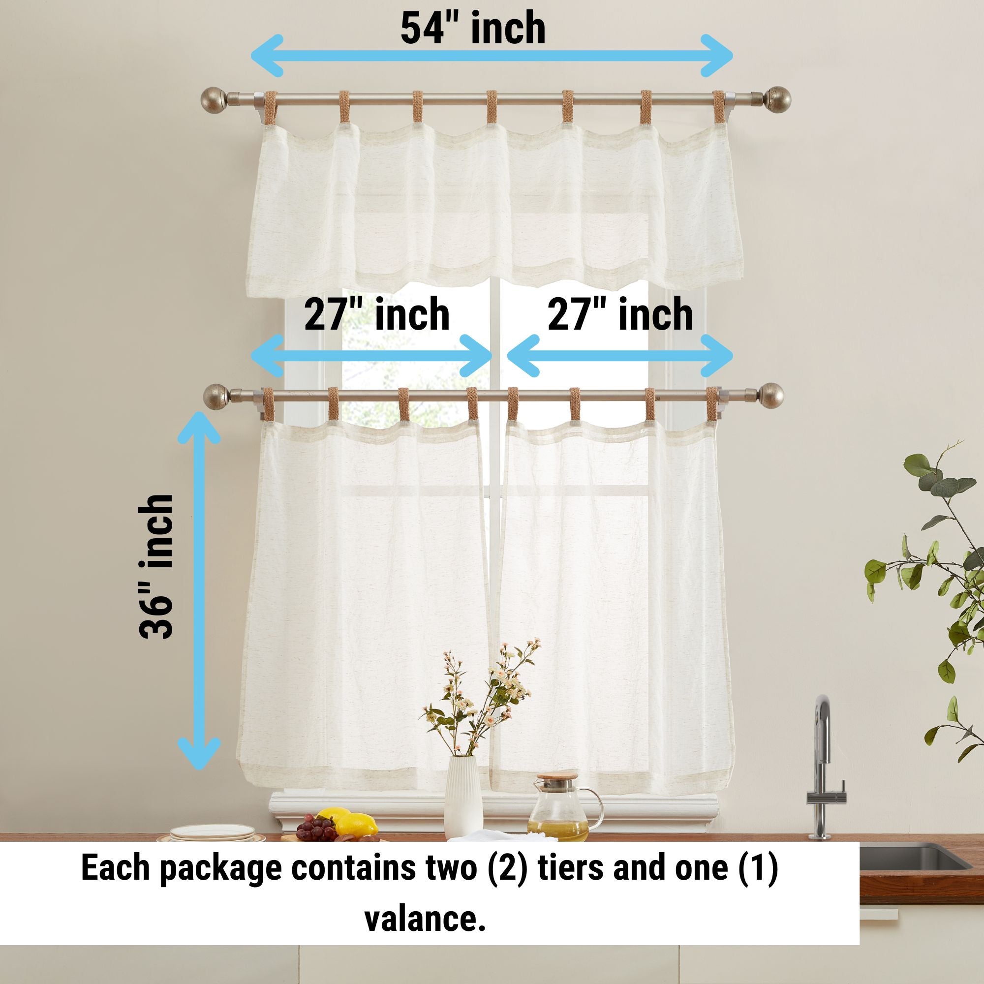 Lena Burlap Sheer Flax Linen Tab Top Curtains
