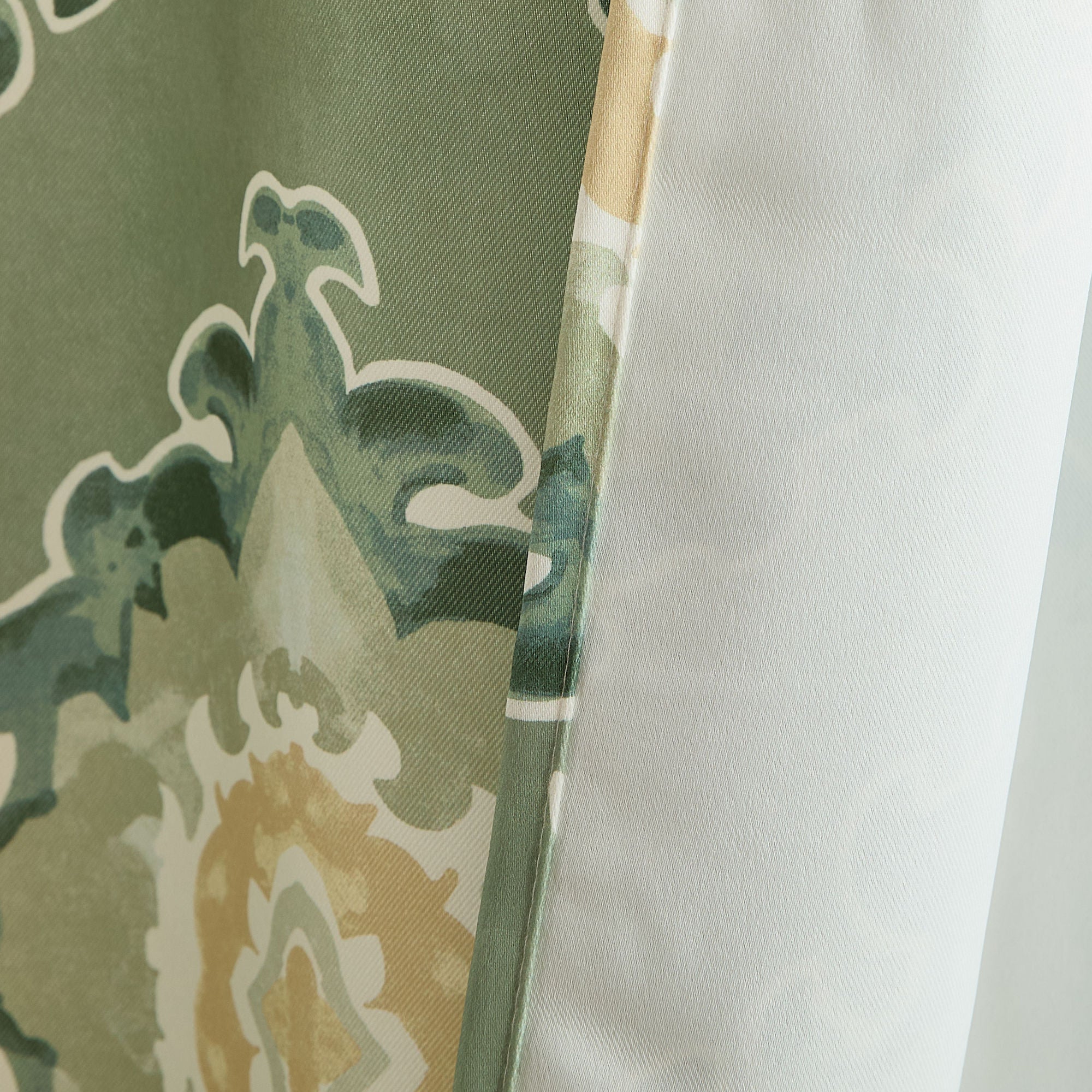 Liam Ogee Ikatt Damask Grommet Window Curtains - Pair