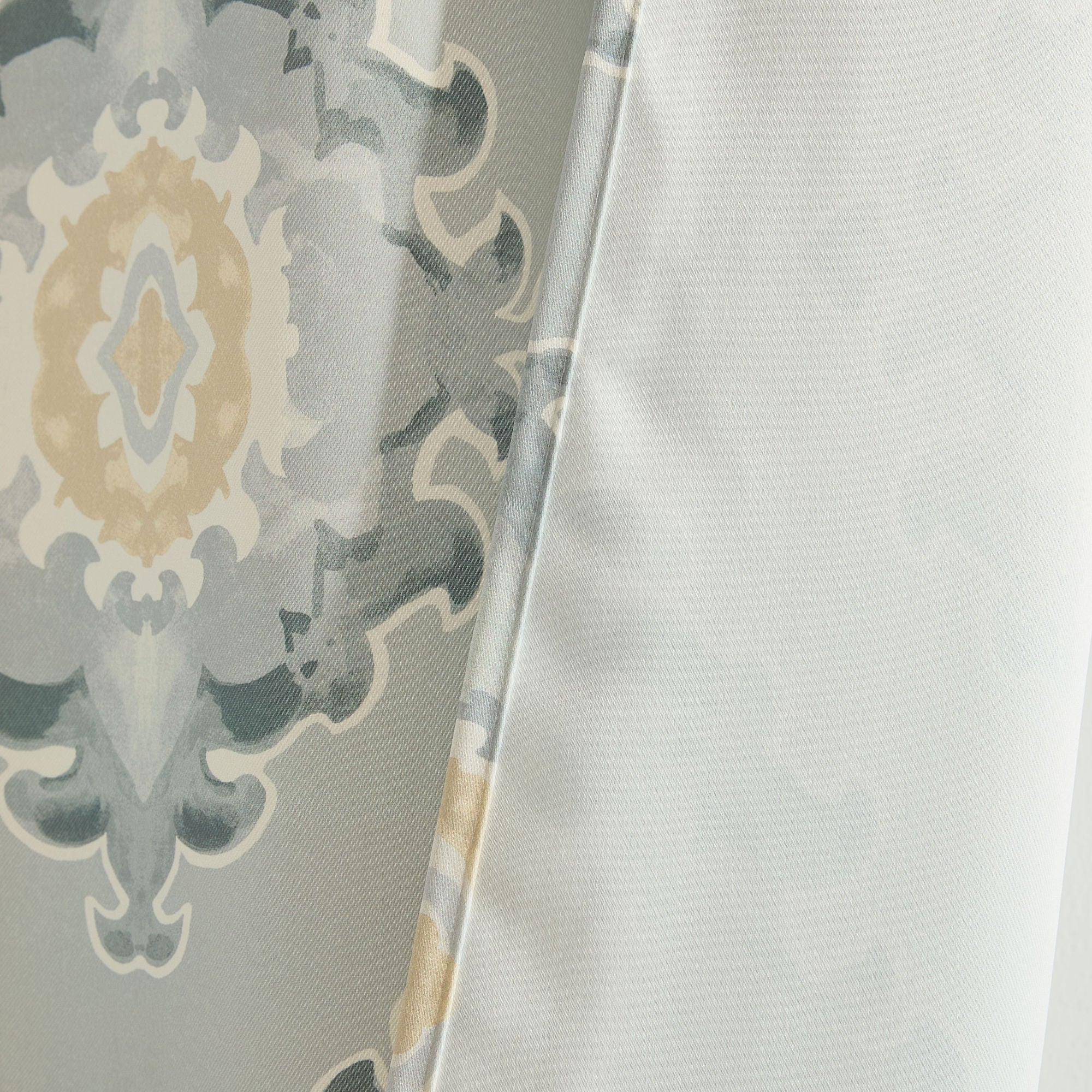 Liam Ogee Ikatt Damask Grommet Window Curtains - Pair