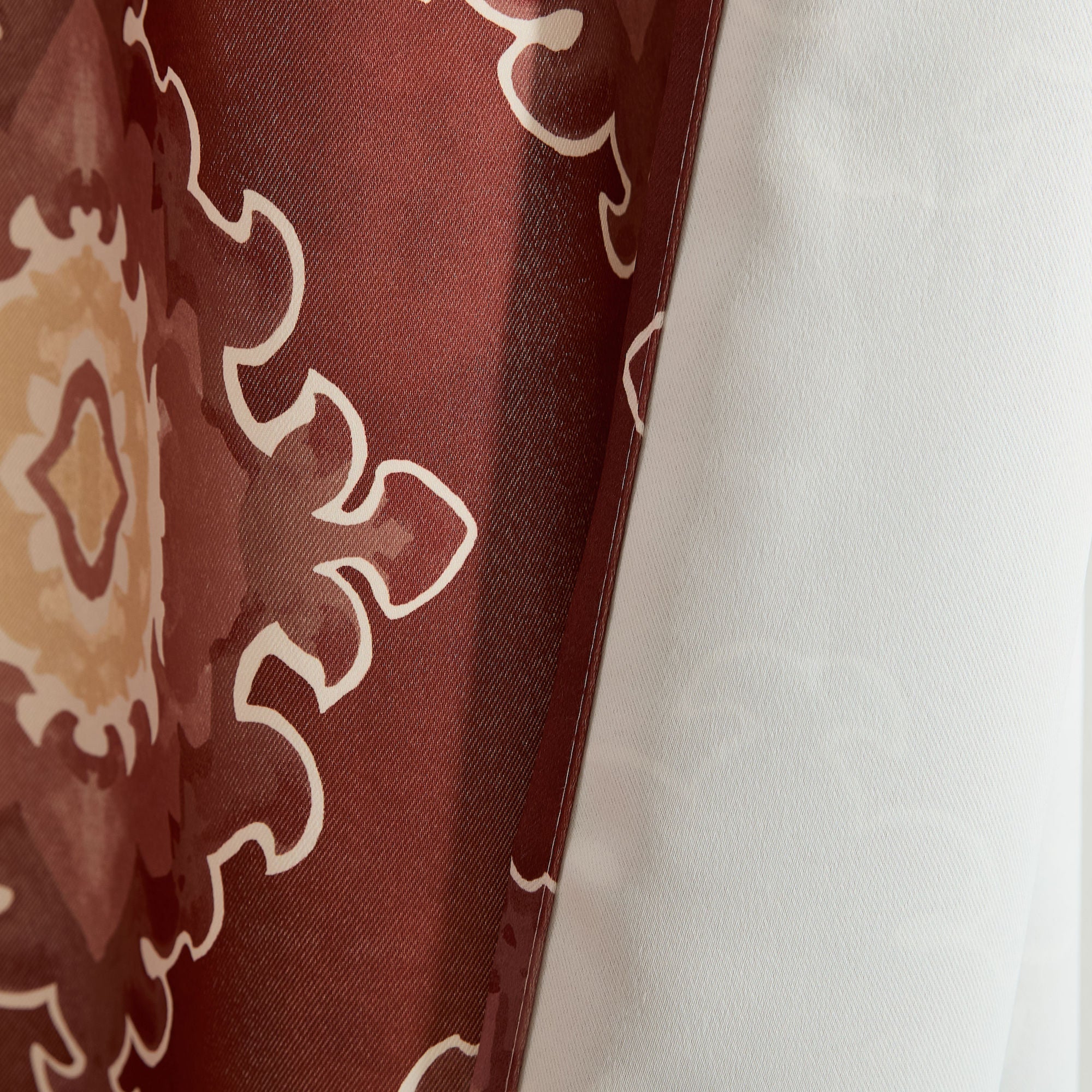 Liam Ogee Ikatt Damask Grommet Window Curtains - Pair