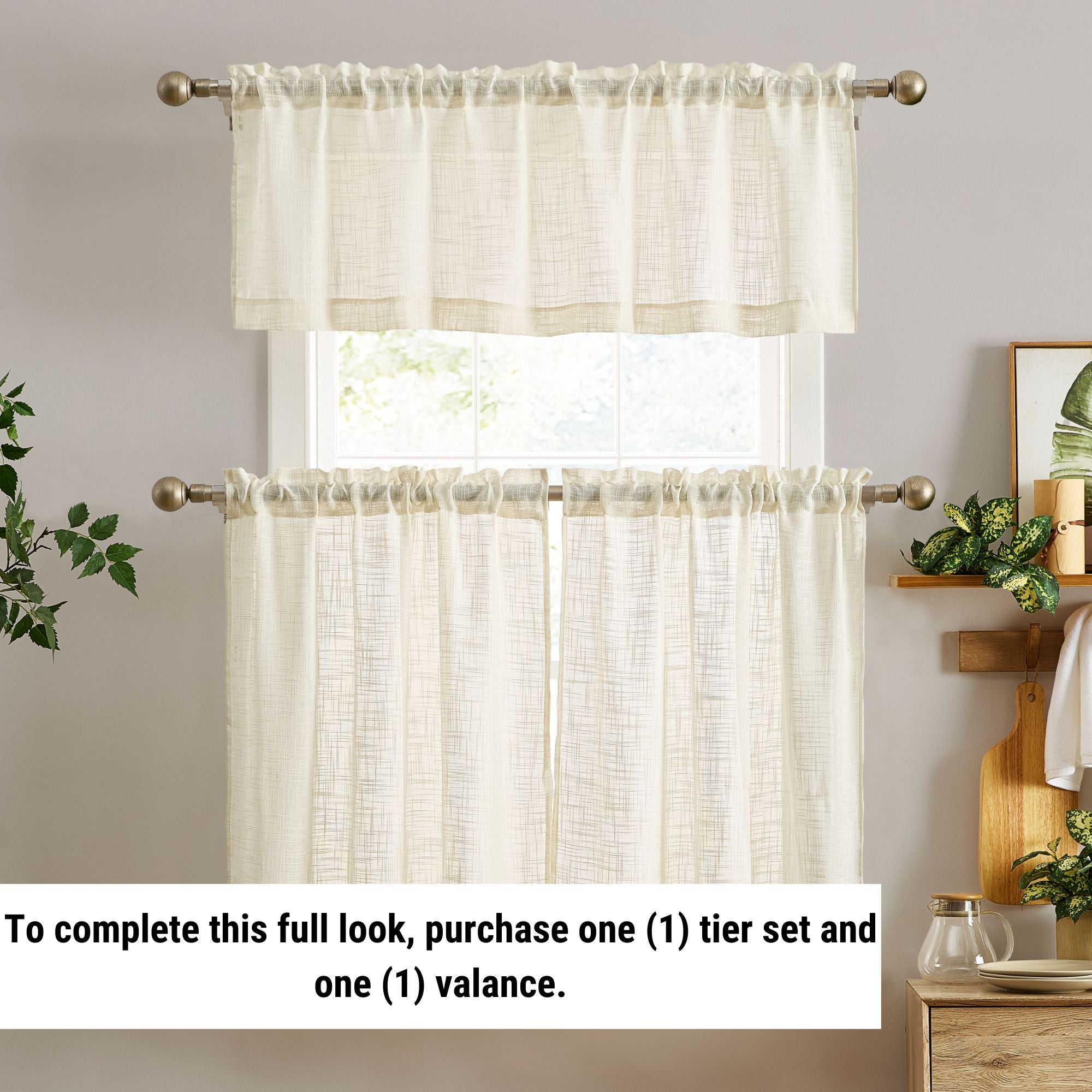 Linda Faux Linen Rod Pocket Cafe Tiers