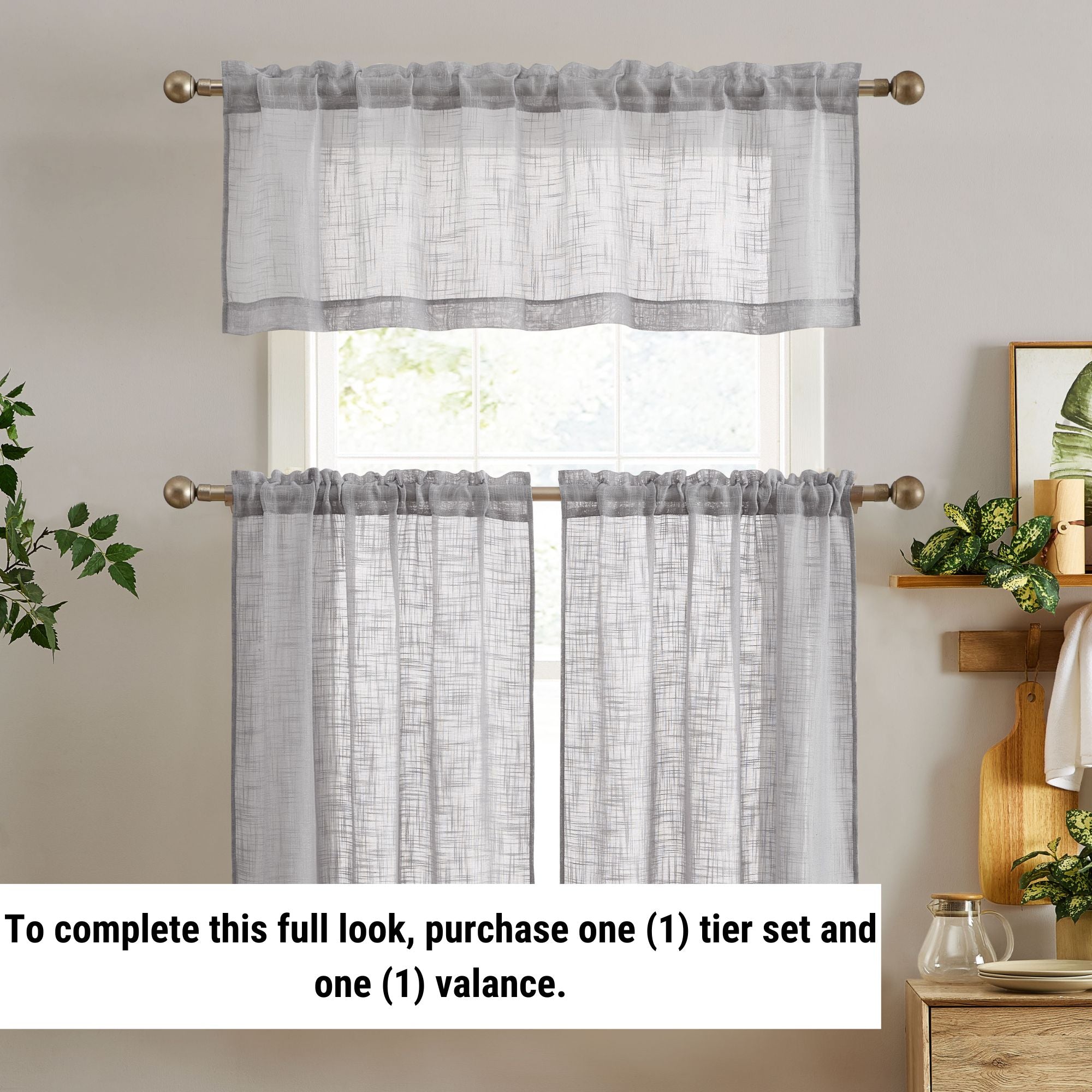 Linda Faux Linen Rod Pocket Cafe Valance