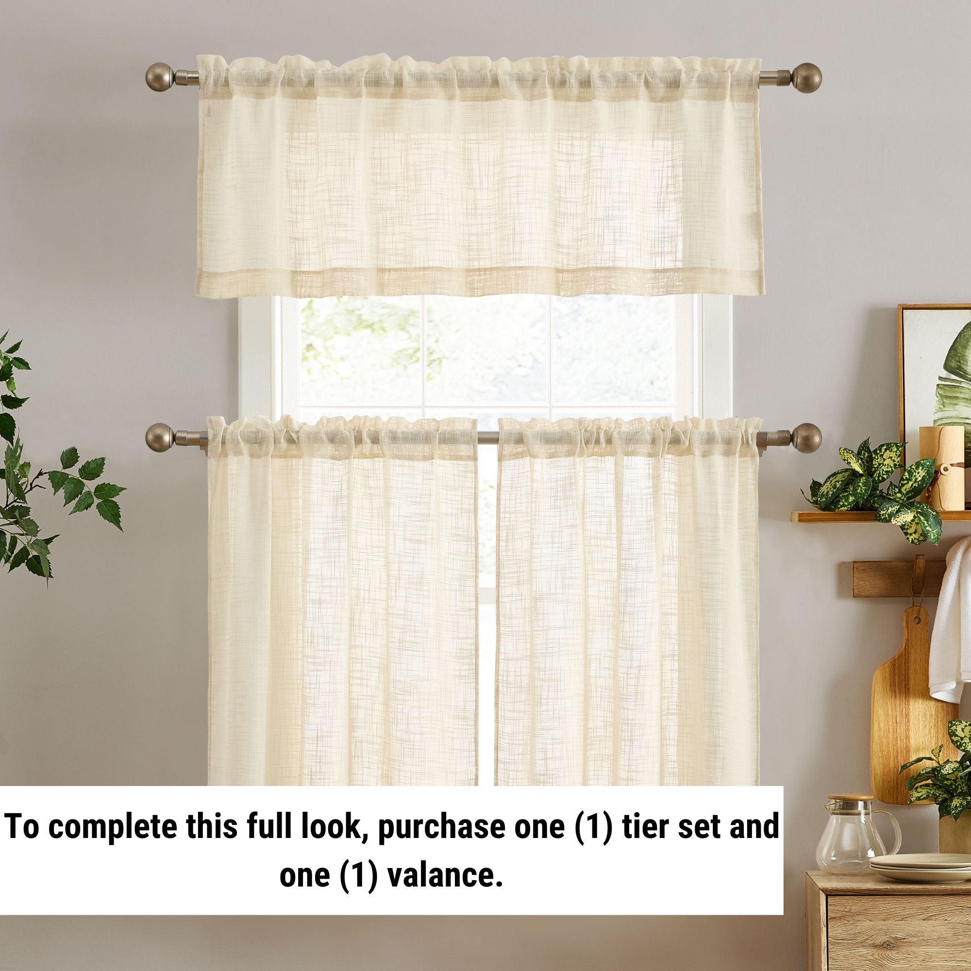 Linda Faux Linen Rod Pocket Cafe Tiers