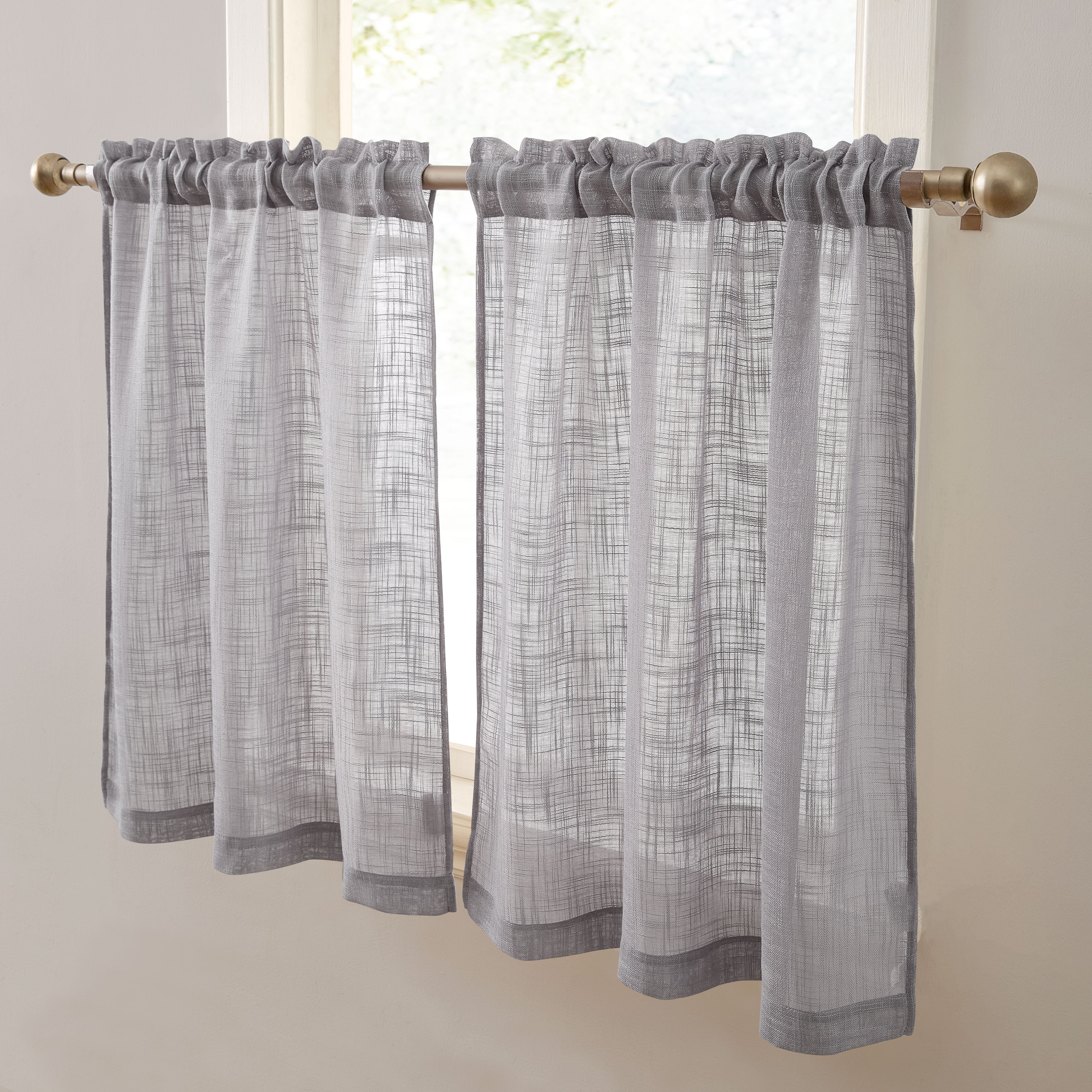 Linda Faux Linen Rod Pocket Cafe Tiers