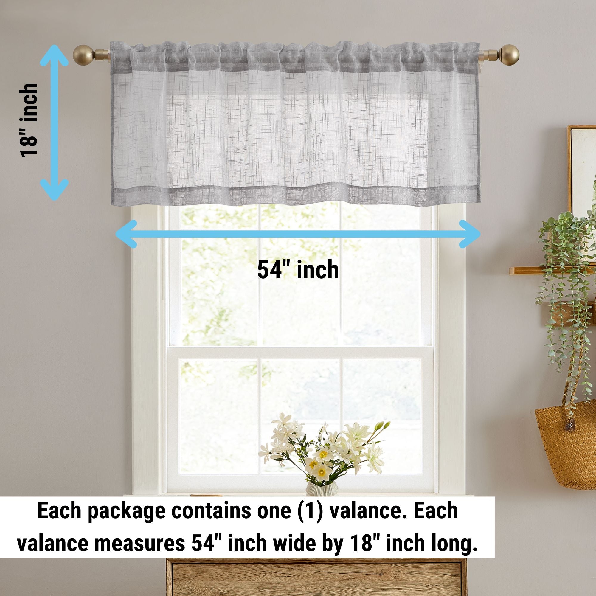 Linda Faux Linen Rod Pocket Cafe Valance