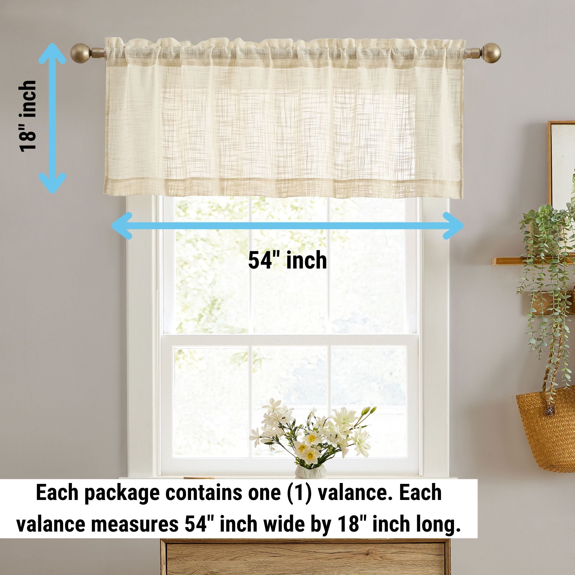 Linda Faux Linen Rod Pocket Cafe Valance