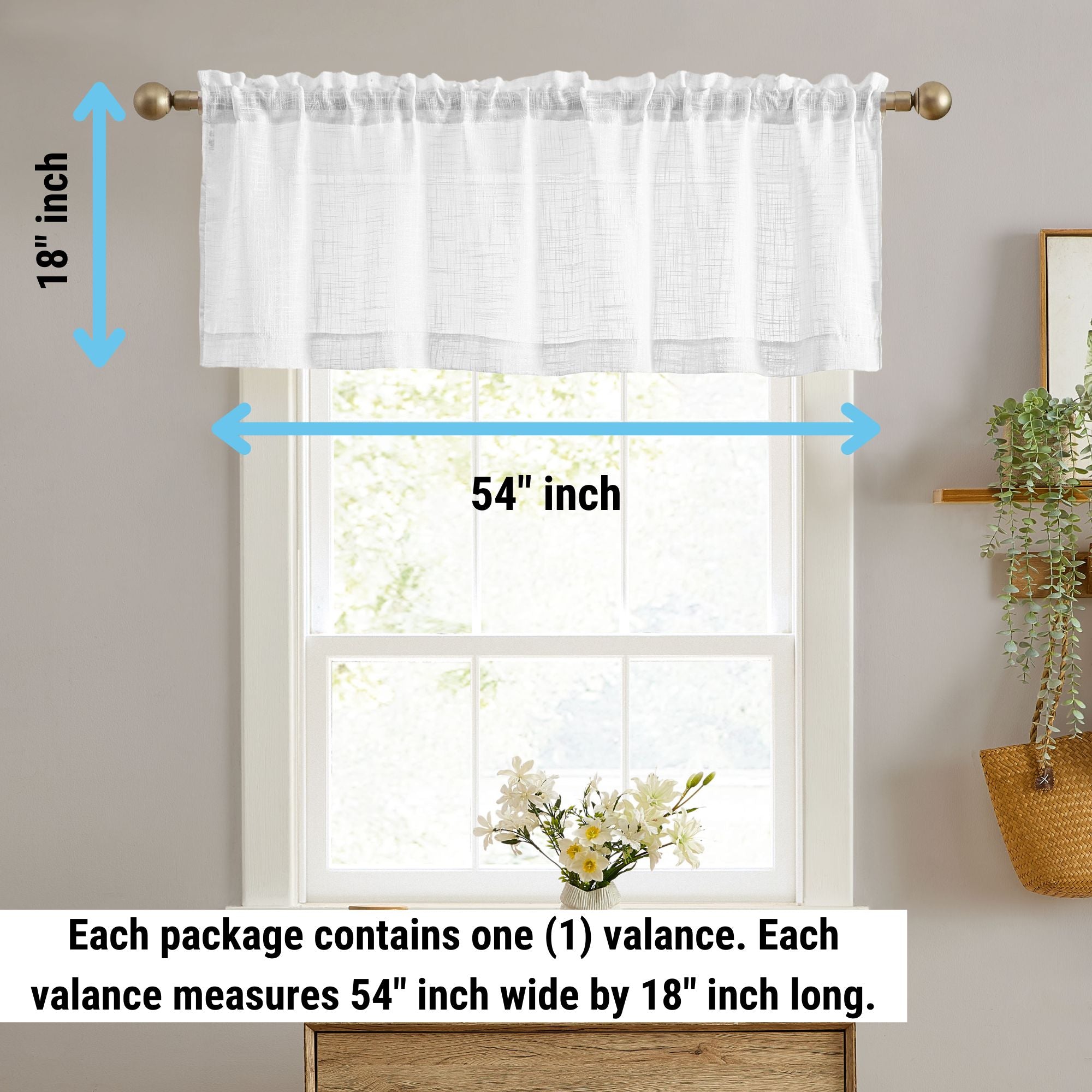 Linda Faux Linen Rod Pocket Cafe Valance
