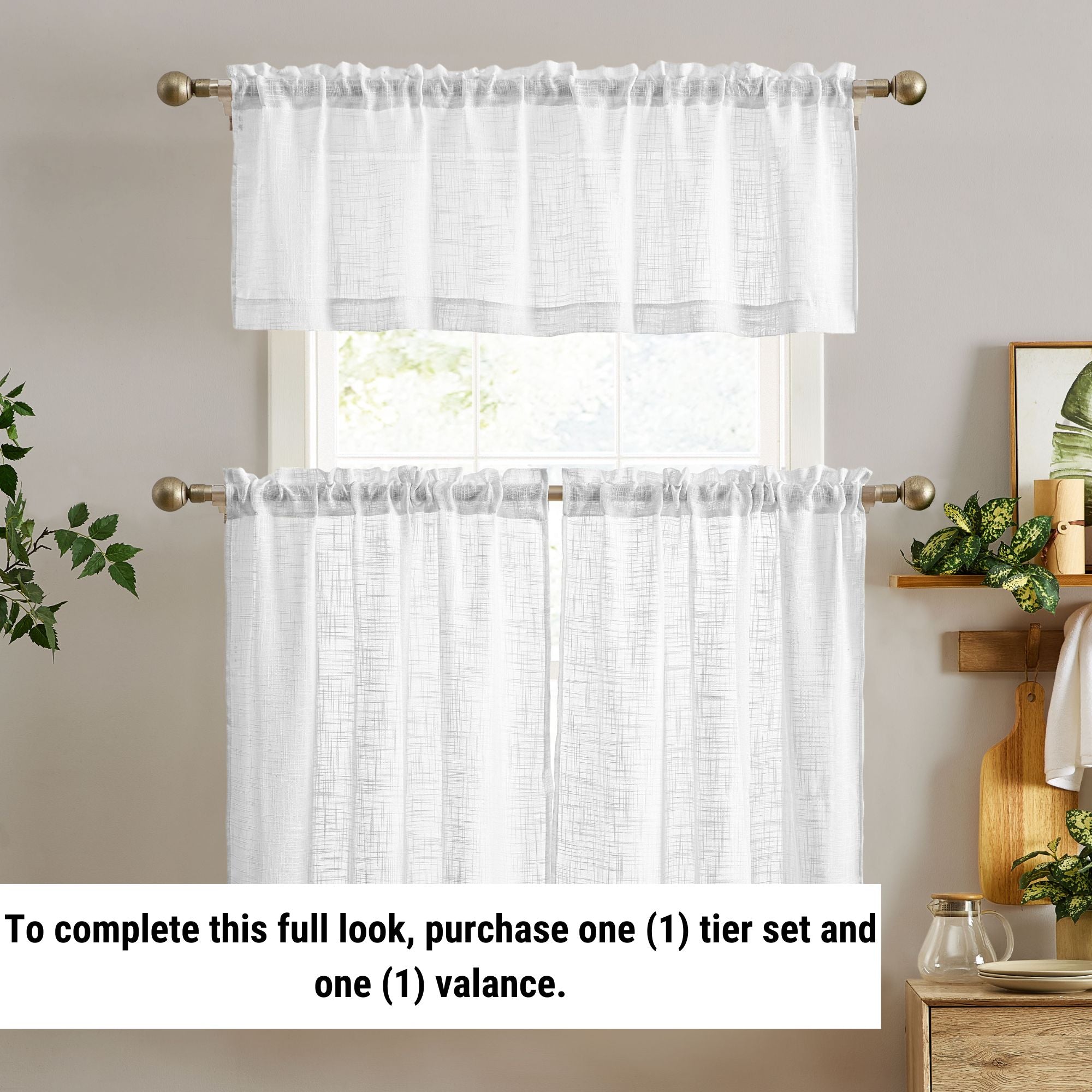 Linda Faux Linen Rod Pocket Cafe Valance