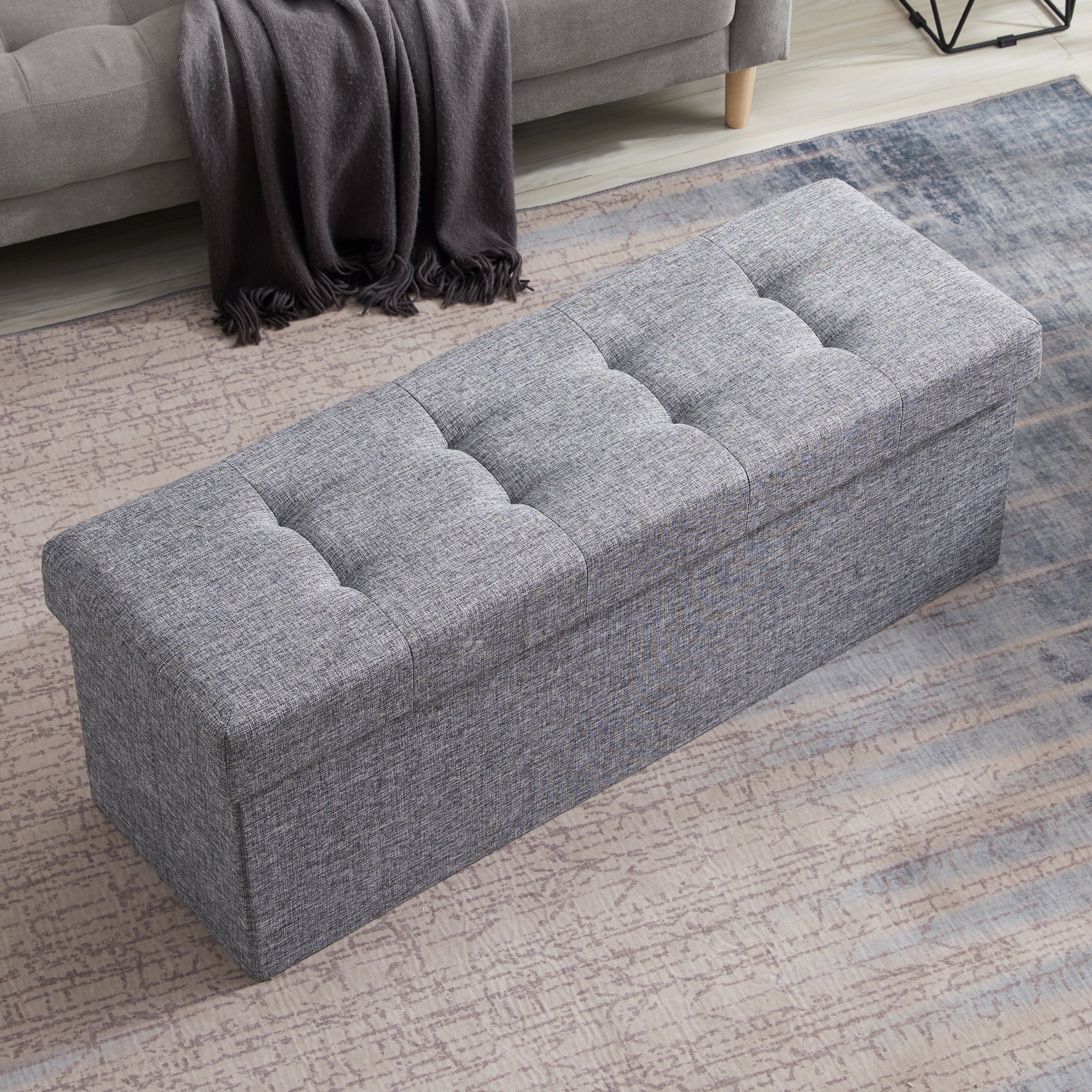 Foldable Tufted Storage Ottoman