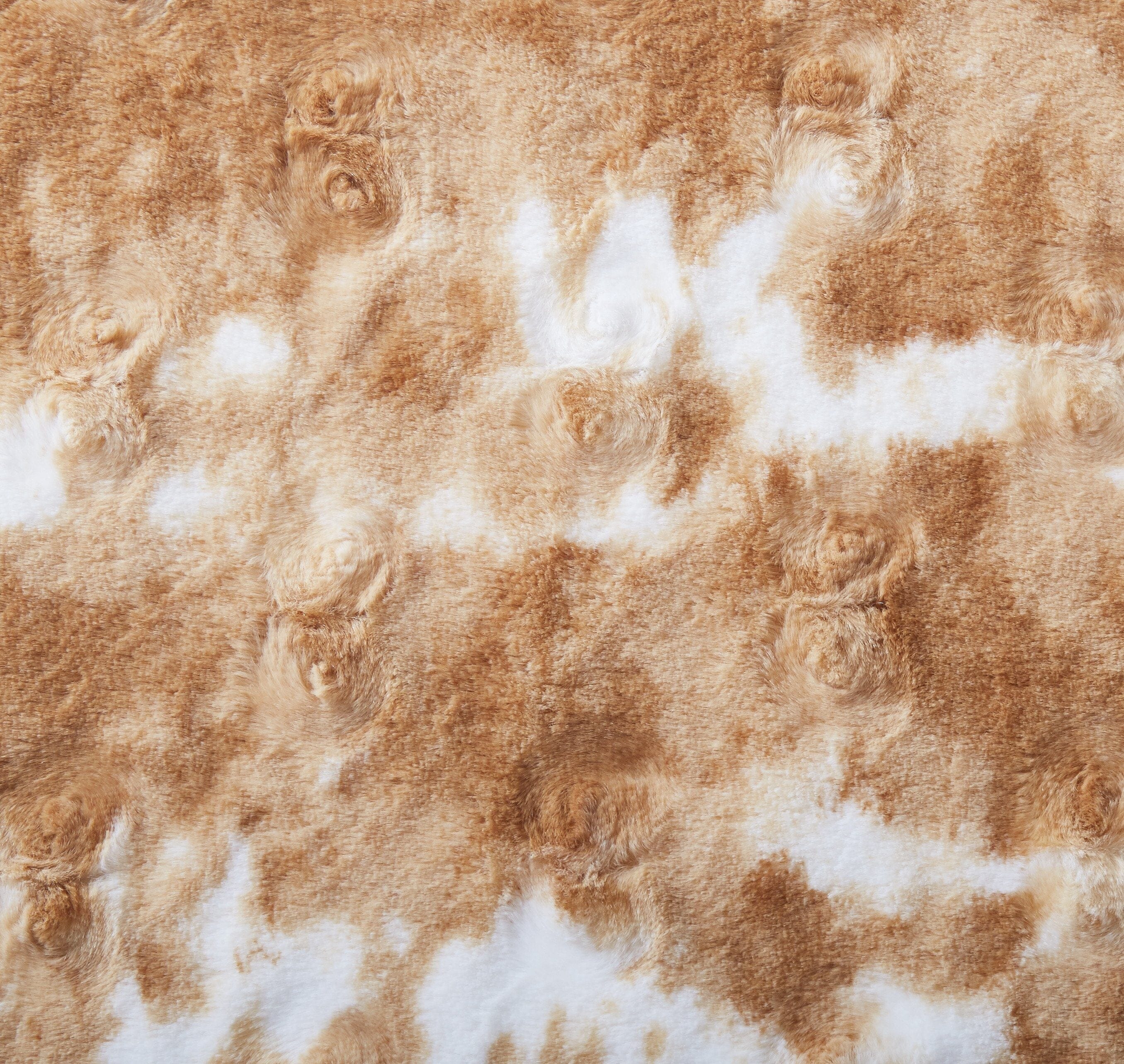 Amber Orange Brown & White Cozy Faux Fur Euro Throw Pillow Cover (M3396)