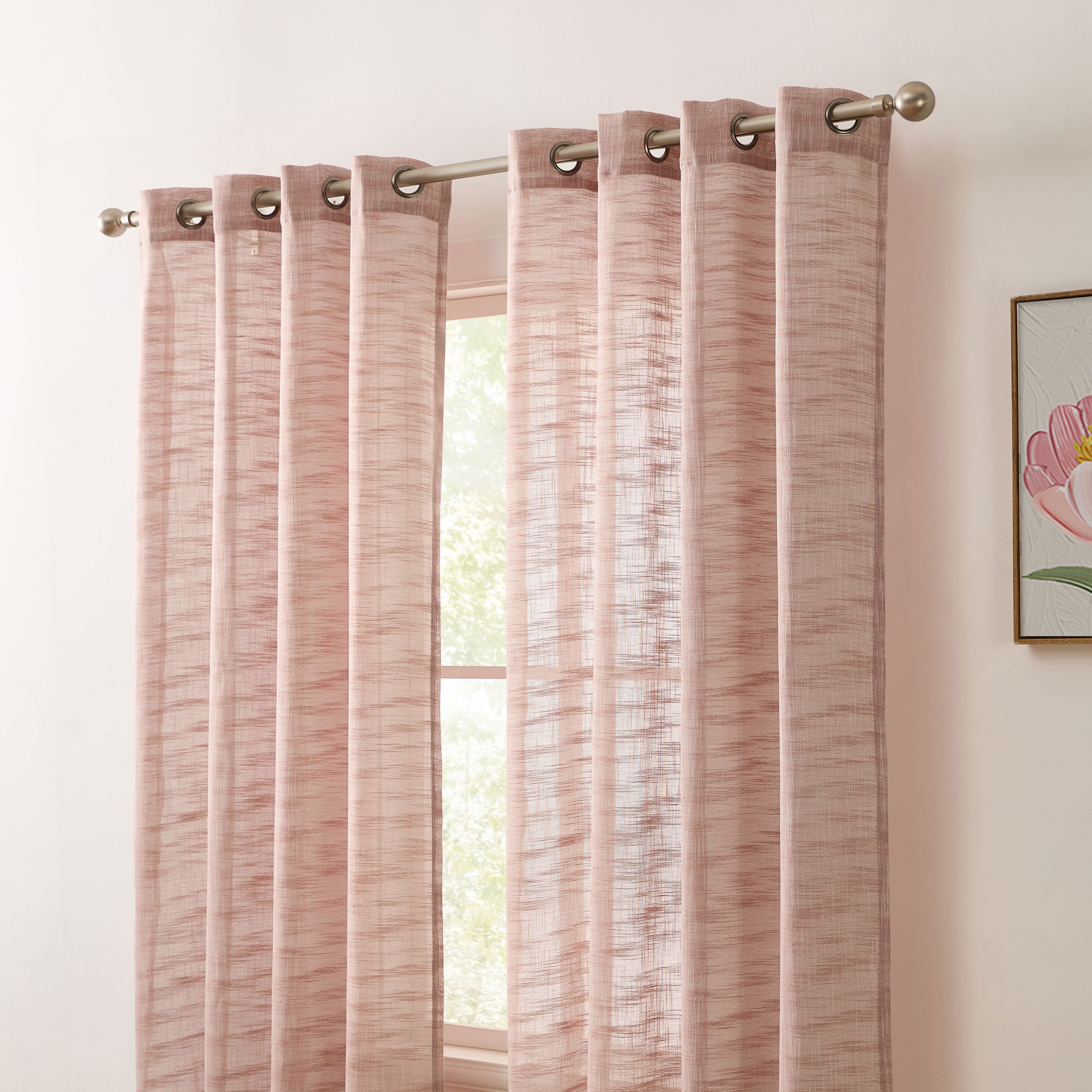 Madison Faux Linen Sheer Grommet Curtain Panels