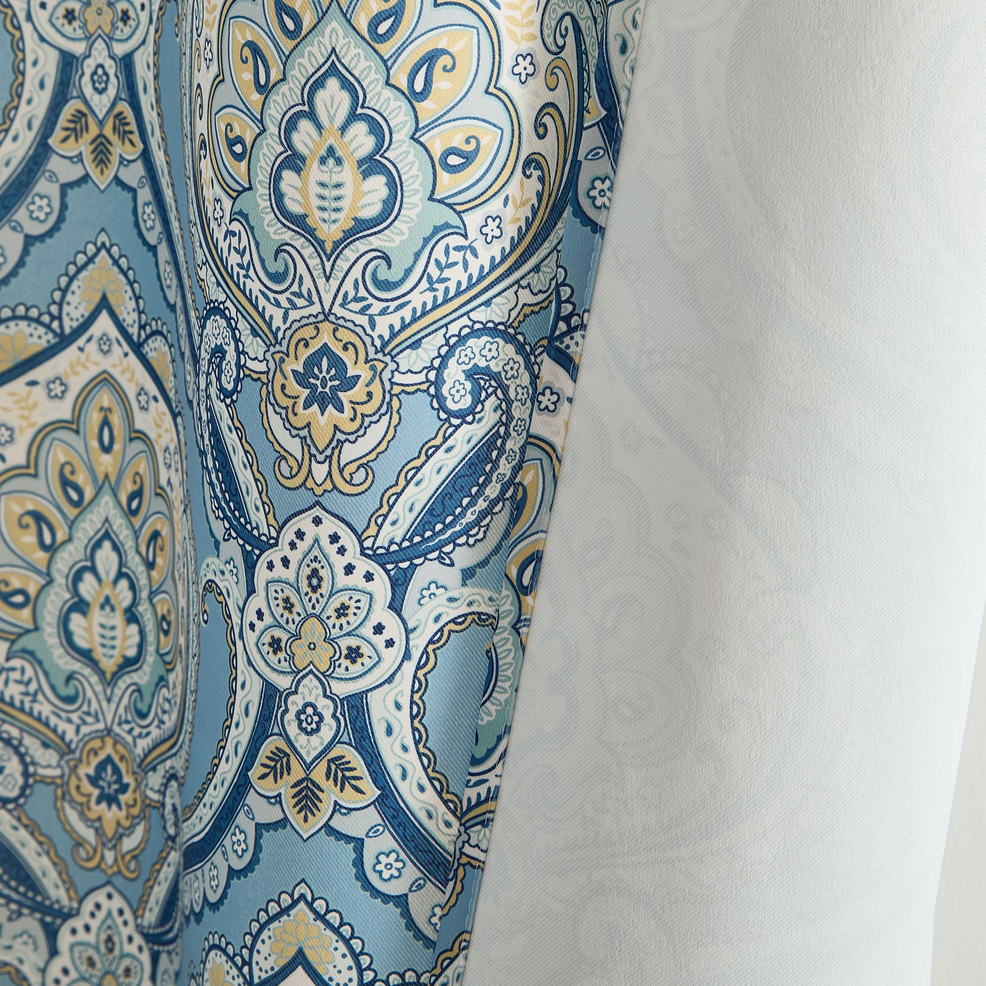 Messina Paisley Damask Back Tab Rod Pocket Window Curtains - Pair