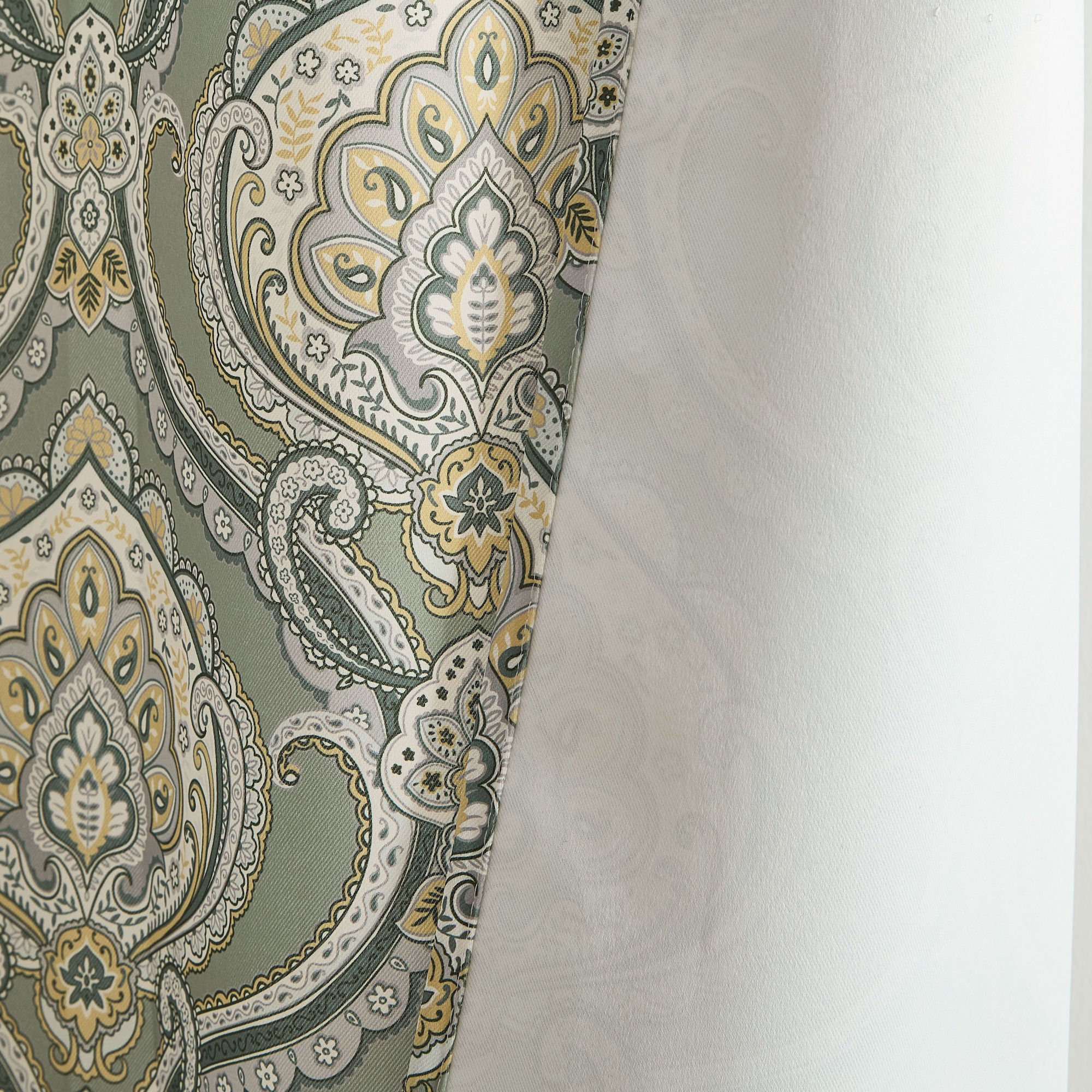 Messina Paisley Damask Back Tab Rod Pocket Window Curtains - Pair