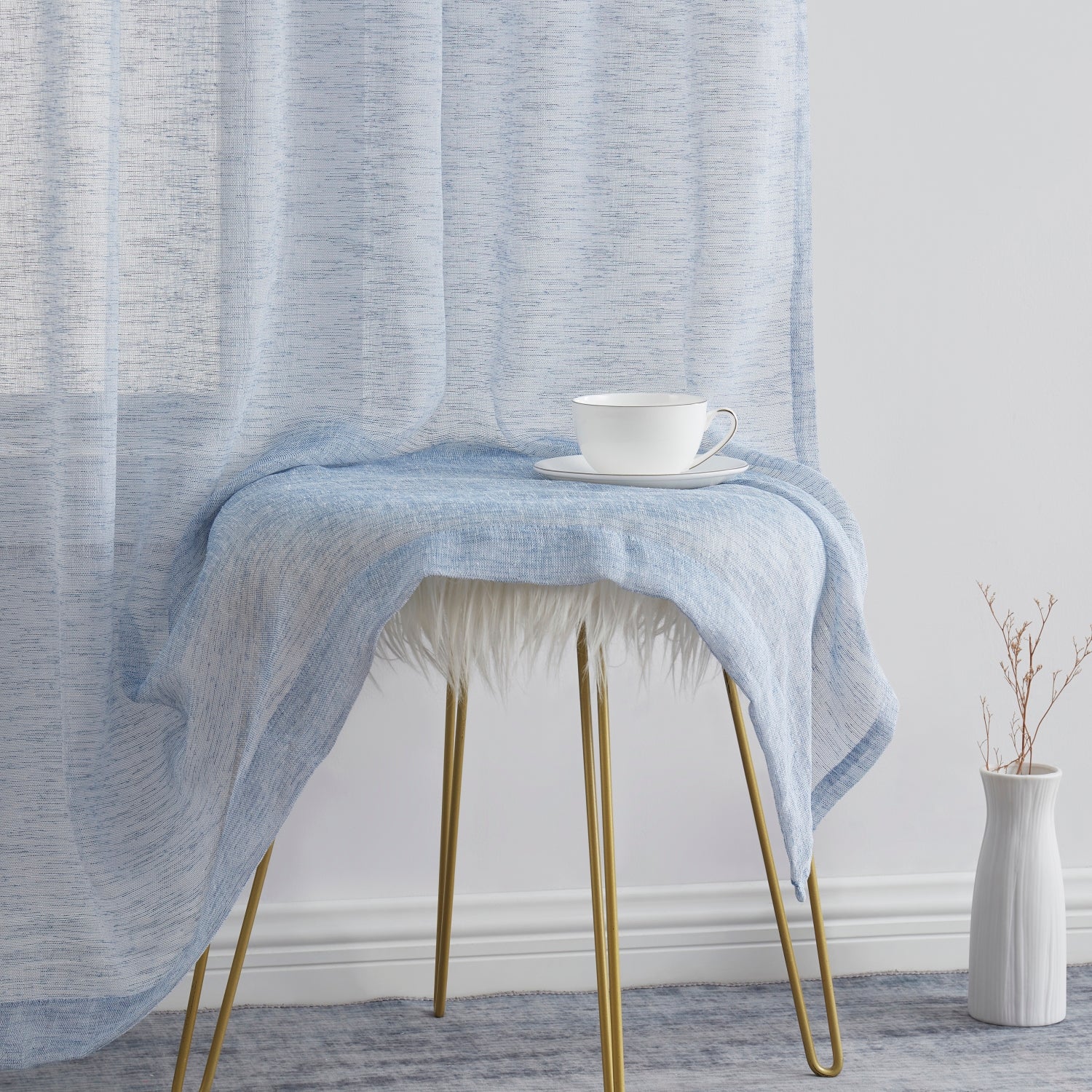 Penelope Faux Linen Sheer Curtain Panels