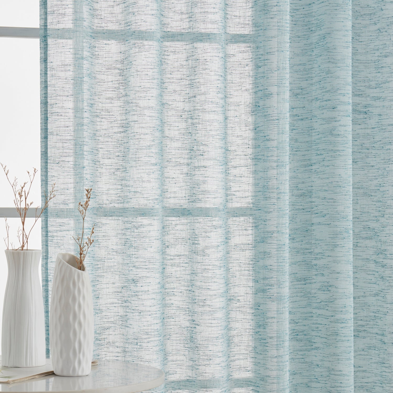 Penelope Faux Linen Sheer Curtain Panels