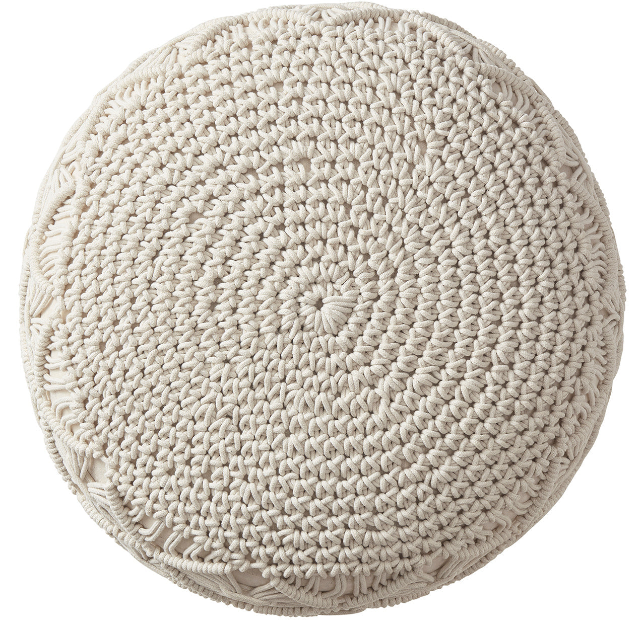 Cotton Macrame Braid Pouf Ottoman