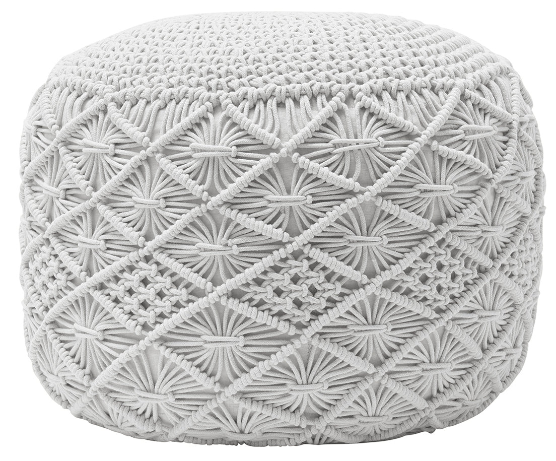 Cotton Macrame Braid Pouf Ottoman