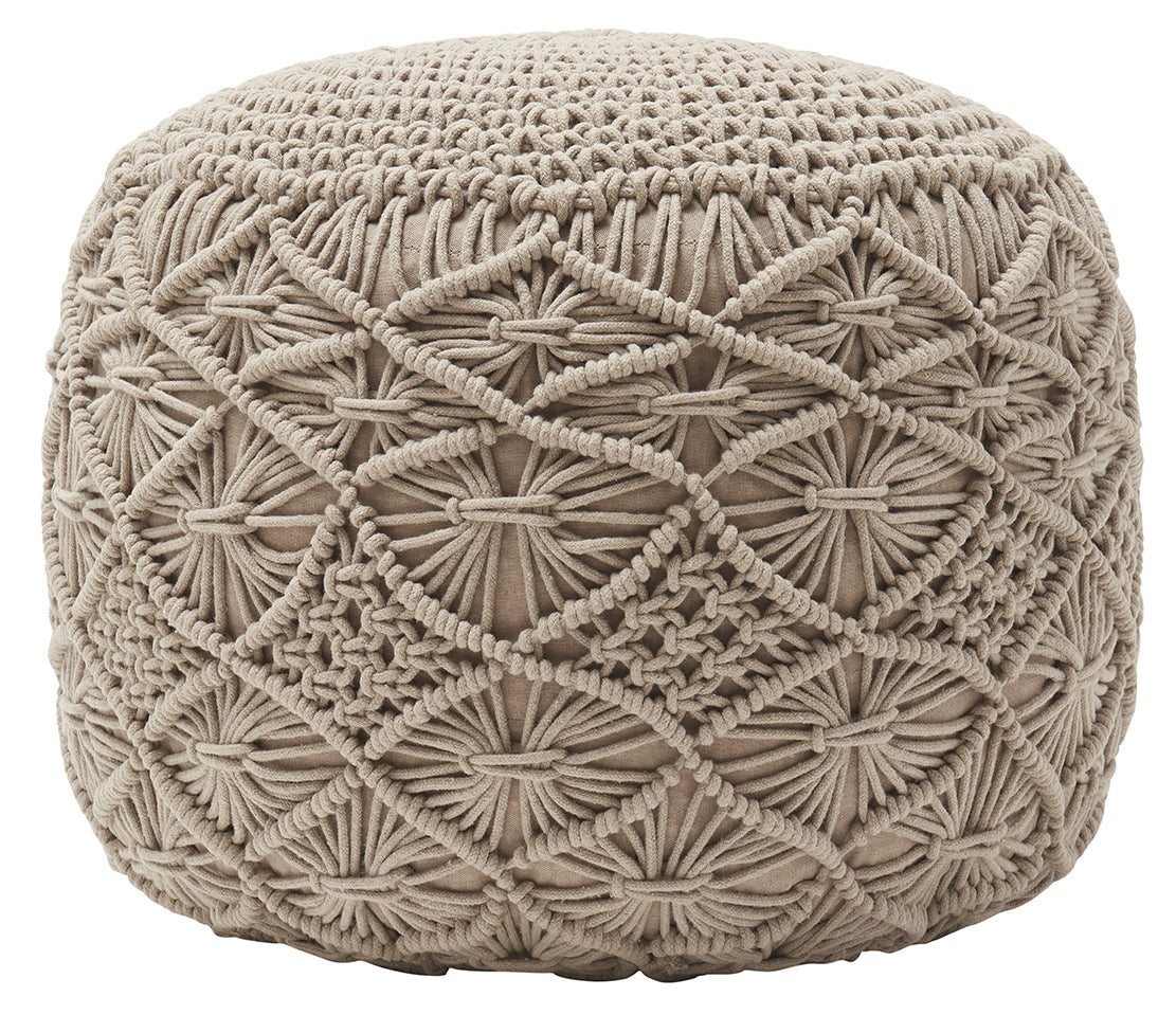 Cotton Macrame Braid Pouf Ottoman