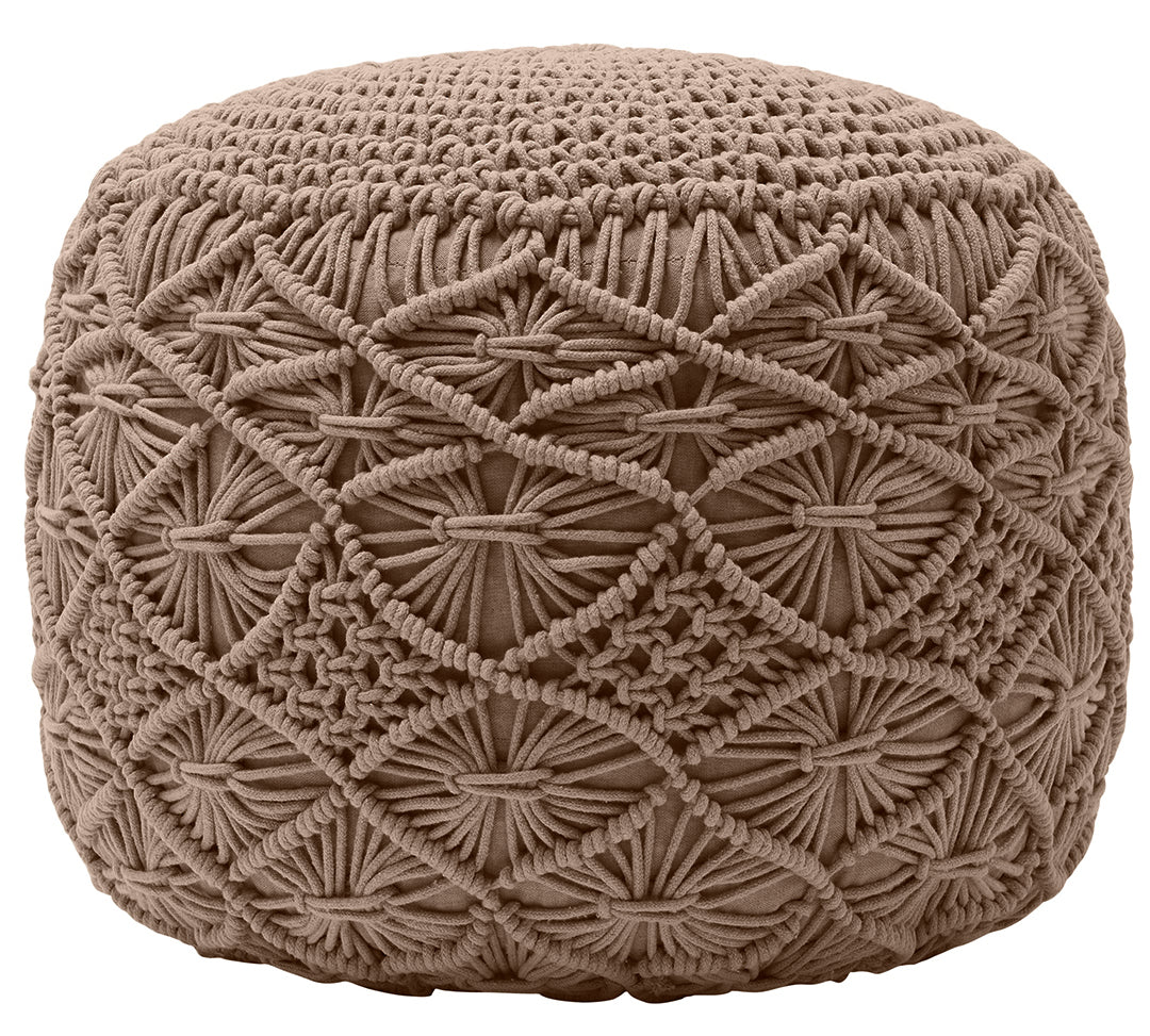 Cotton Macrame Braid Pouf Ottoman