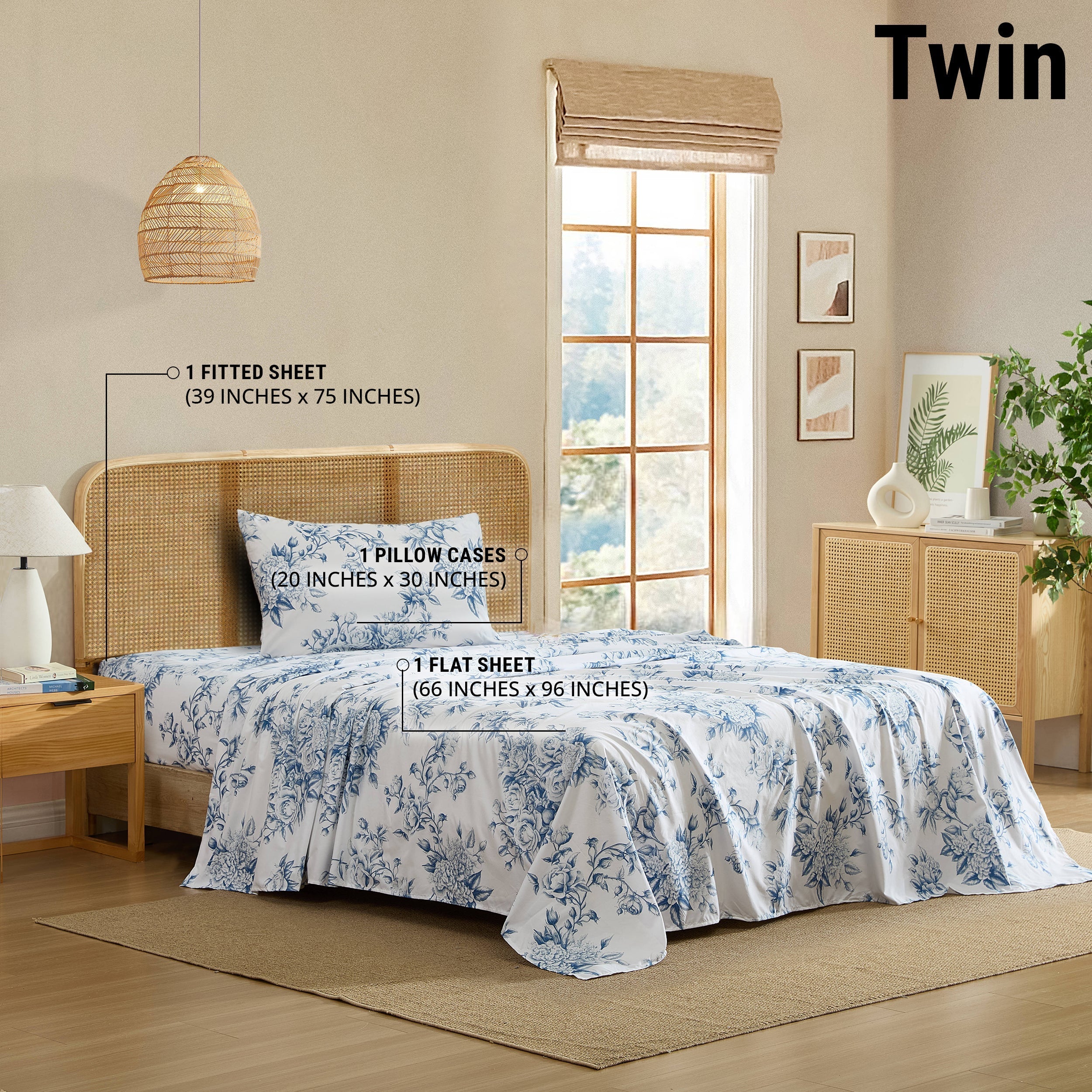 Rose Toile Floral Bed Sheets