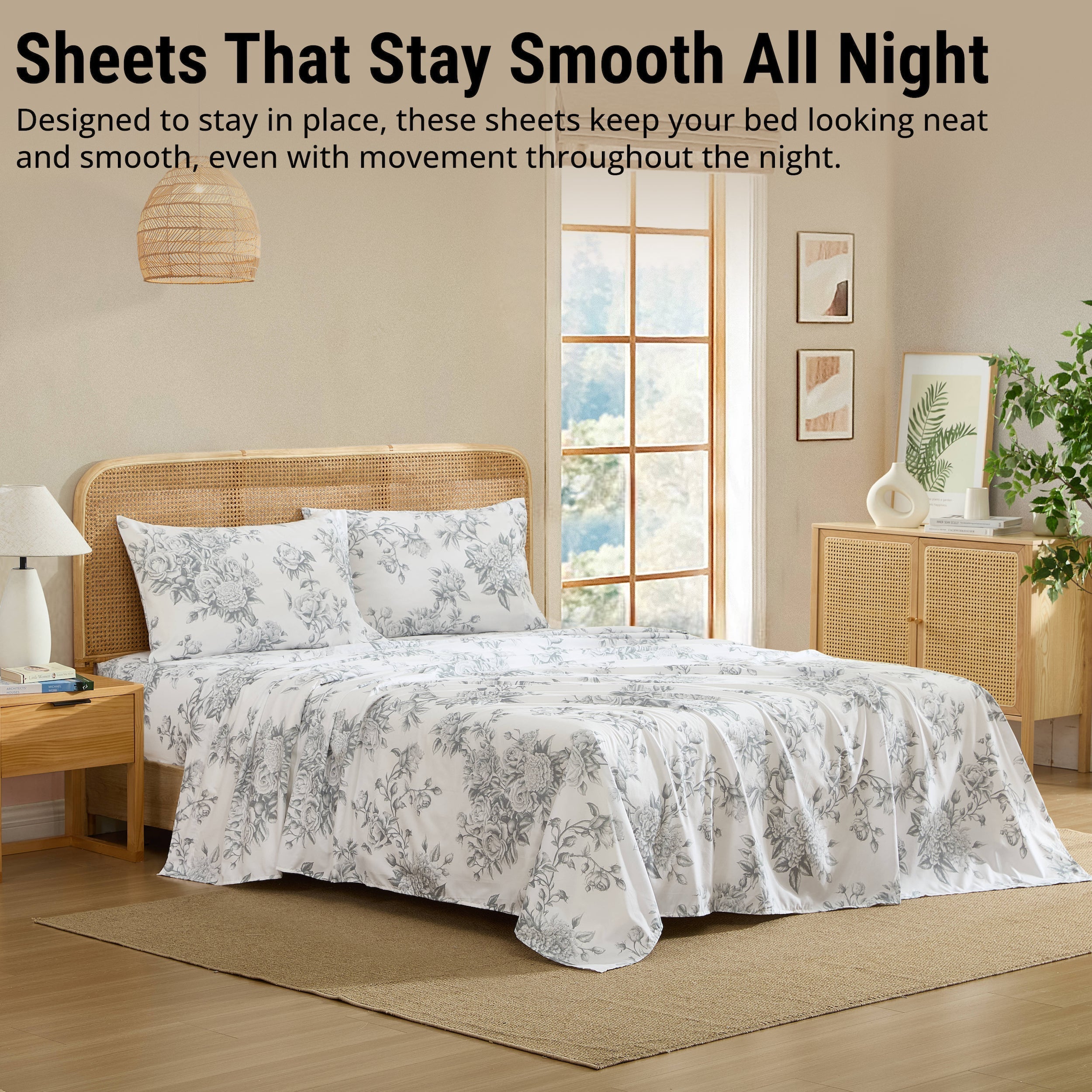 Rose Toile Floral Bed Sheets