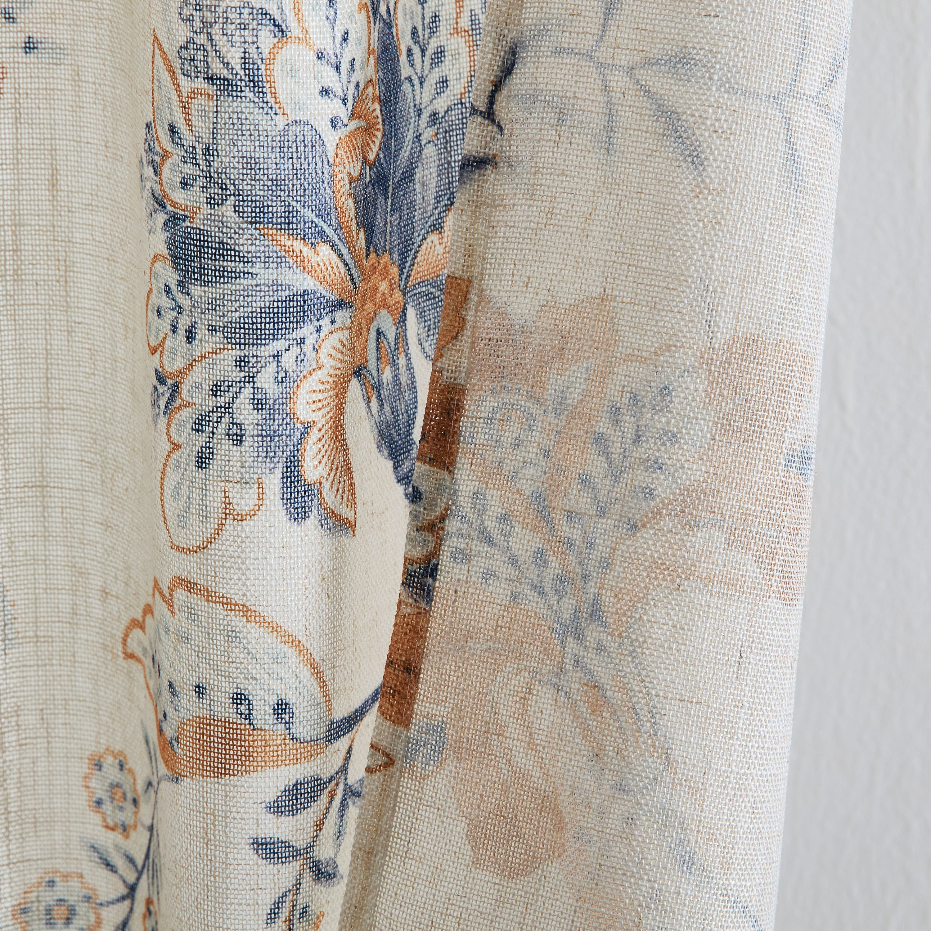 Spring Bloom Linen Floral Rod Pocket Back Tab Curtains