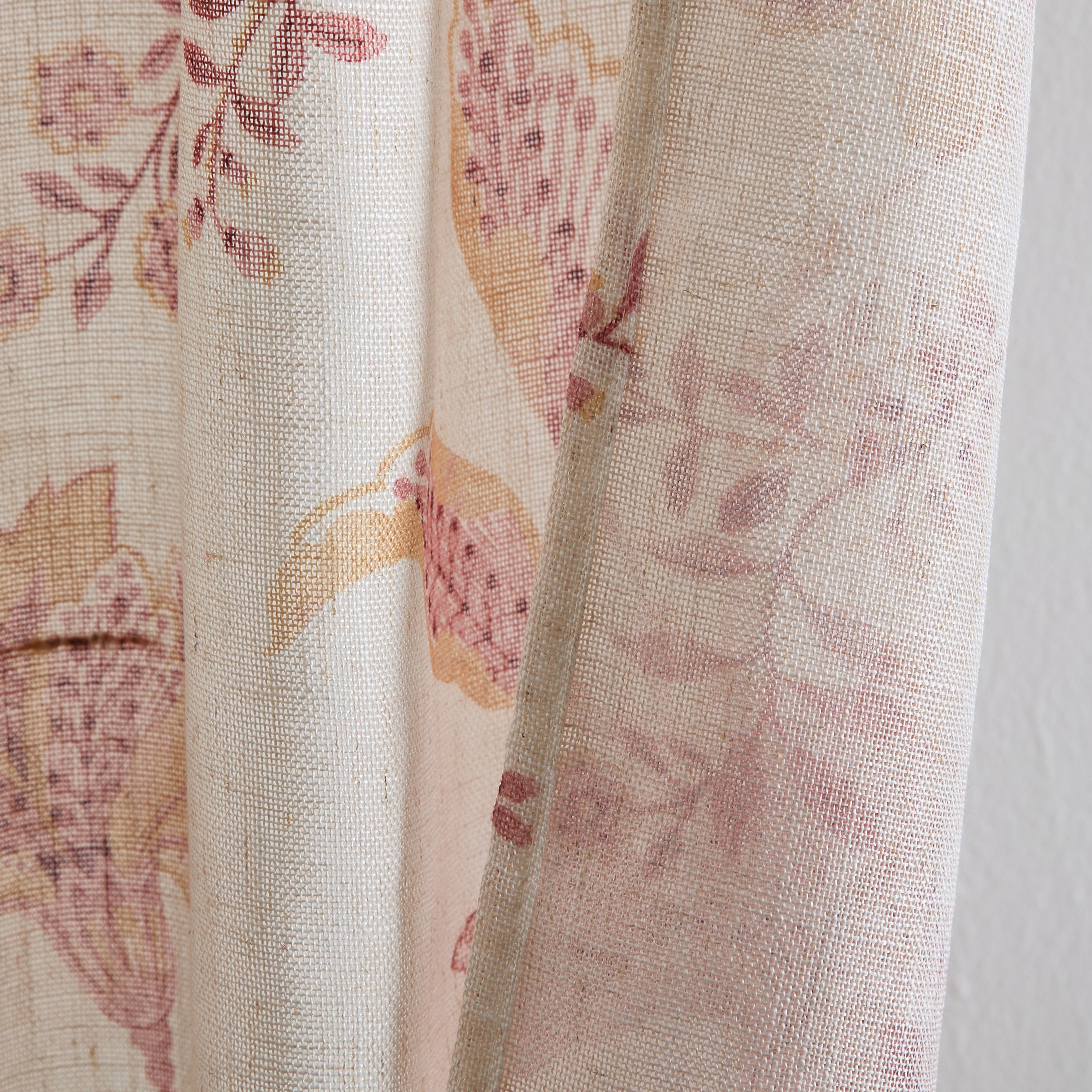 Spring Bloom Linen Floral Rod Pocket Back Tab Curtains