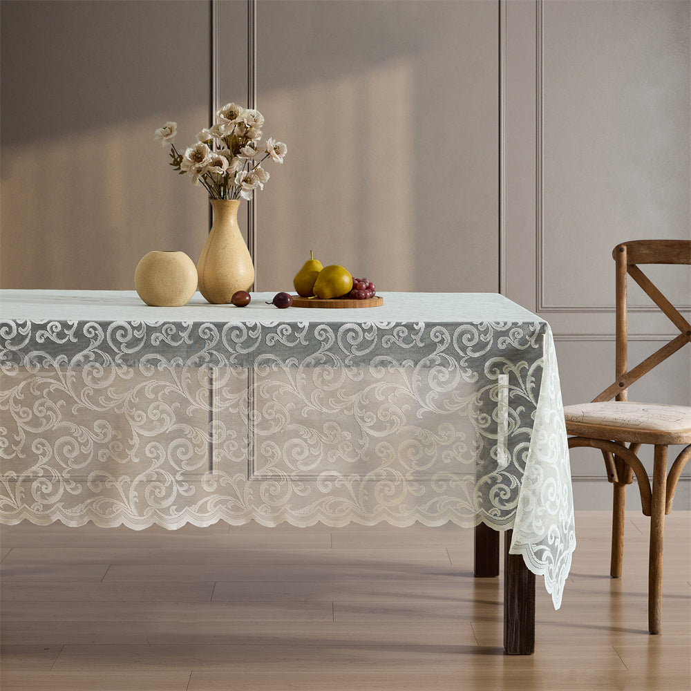 Scroll Lace Fabric Rectangle Tablecloth