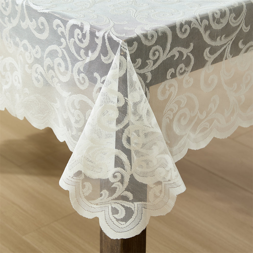 Scroll Lace Round Fabric Tablecloth