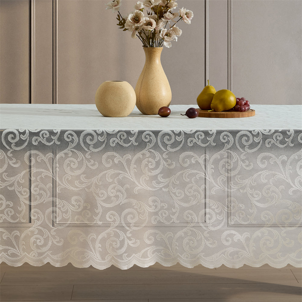 Scroll Lace Round Fabric Tablecloth
